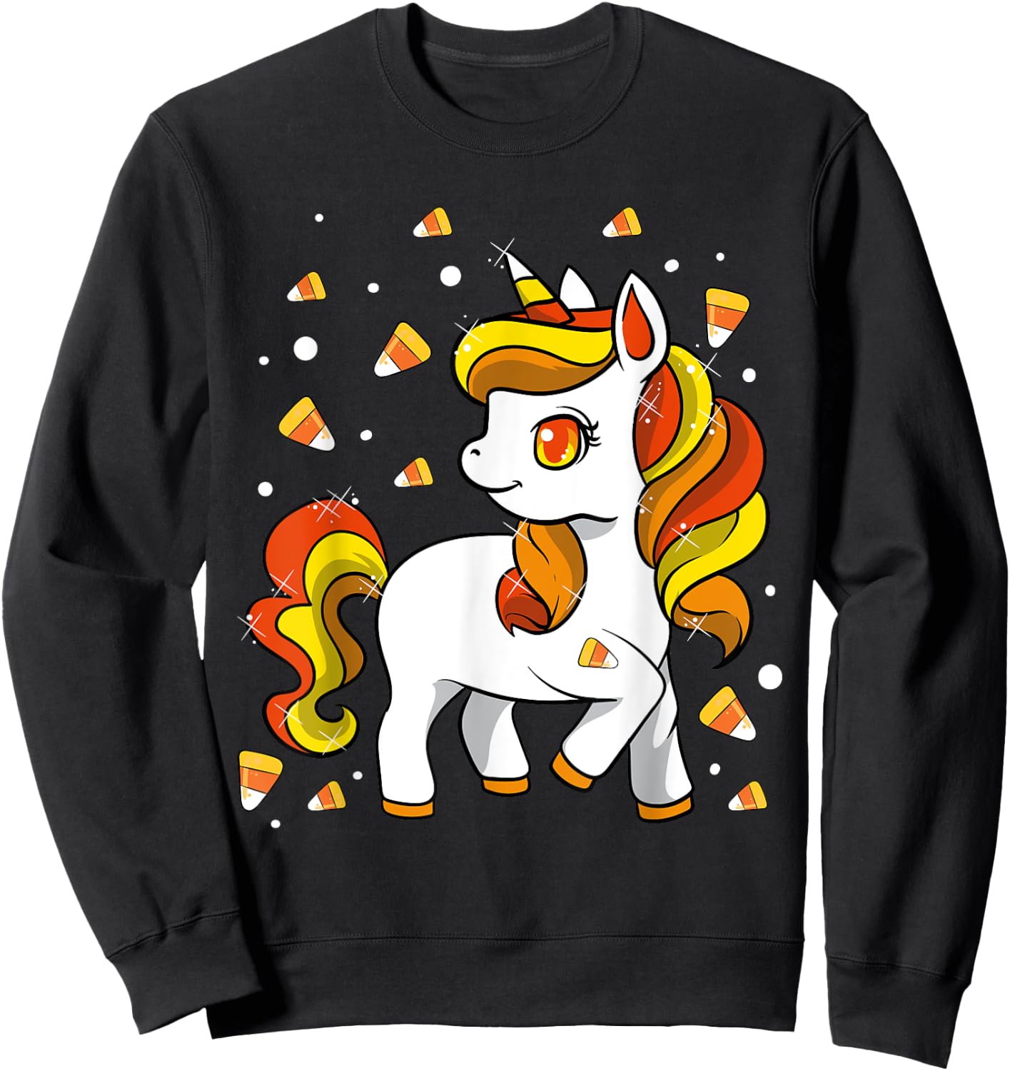 Kids Unicorn Candy Corn Shirt Girls Halloween Sweatshirt - Sweatshirt | Black