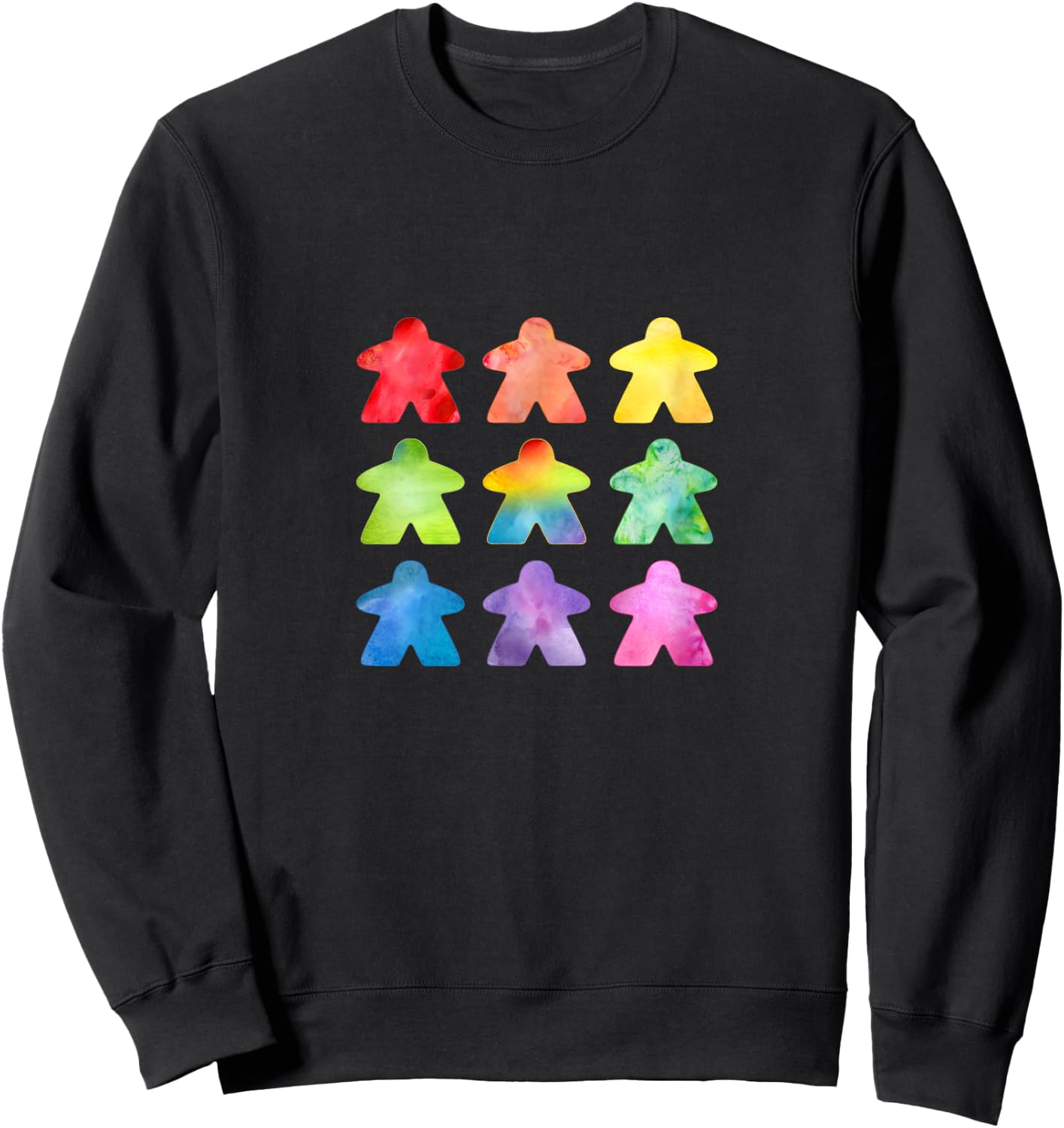 The Watercolor Meeple | Great Gift board game geeks Sweatshirt - Sweatshirt | Black