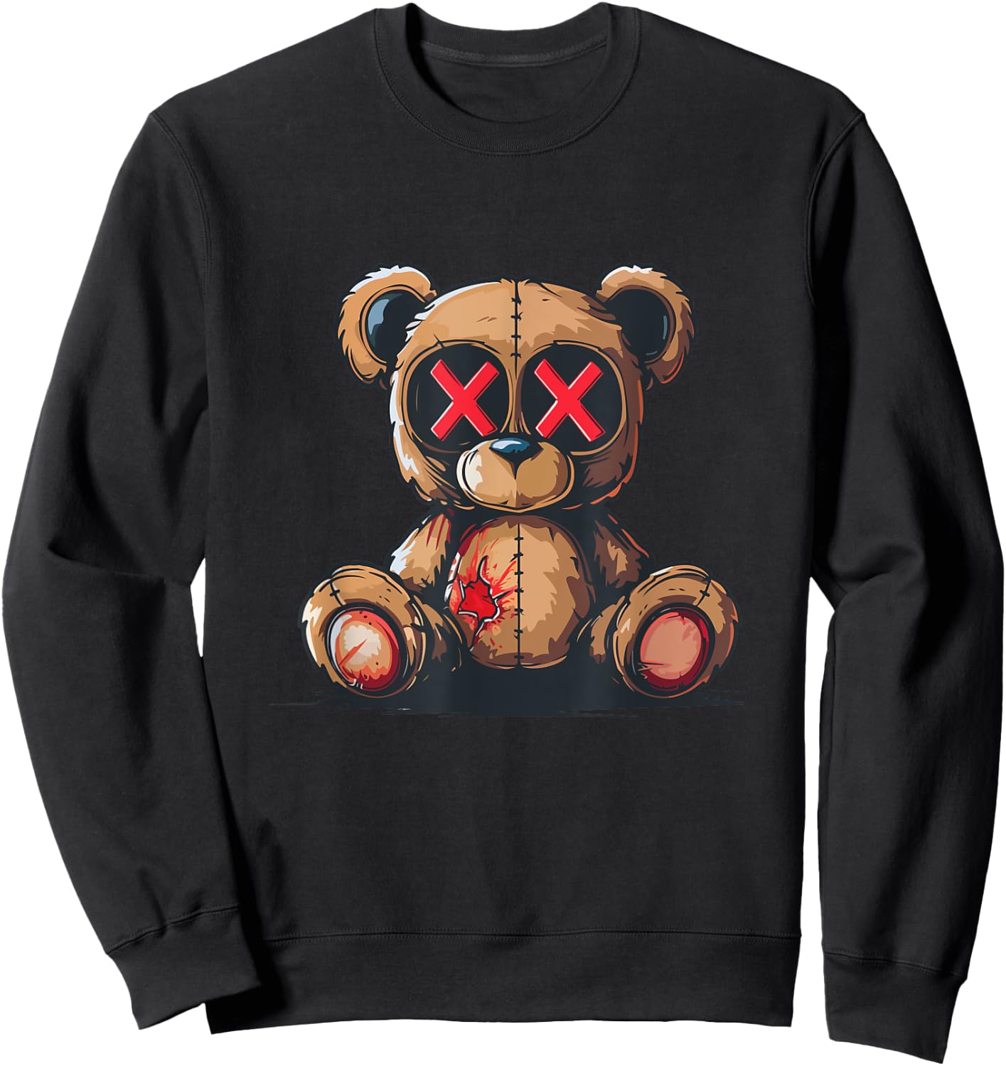 Stuffed Teddy Bear with X eyes Sweatshirt - Sweatshirt | Black