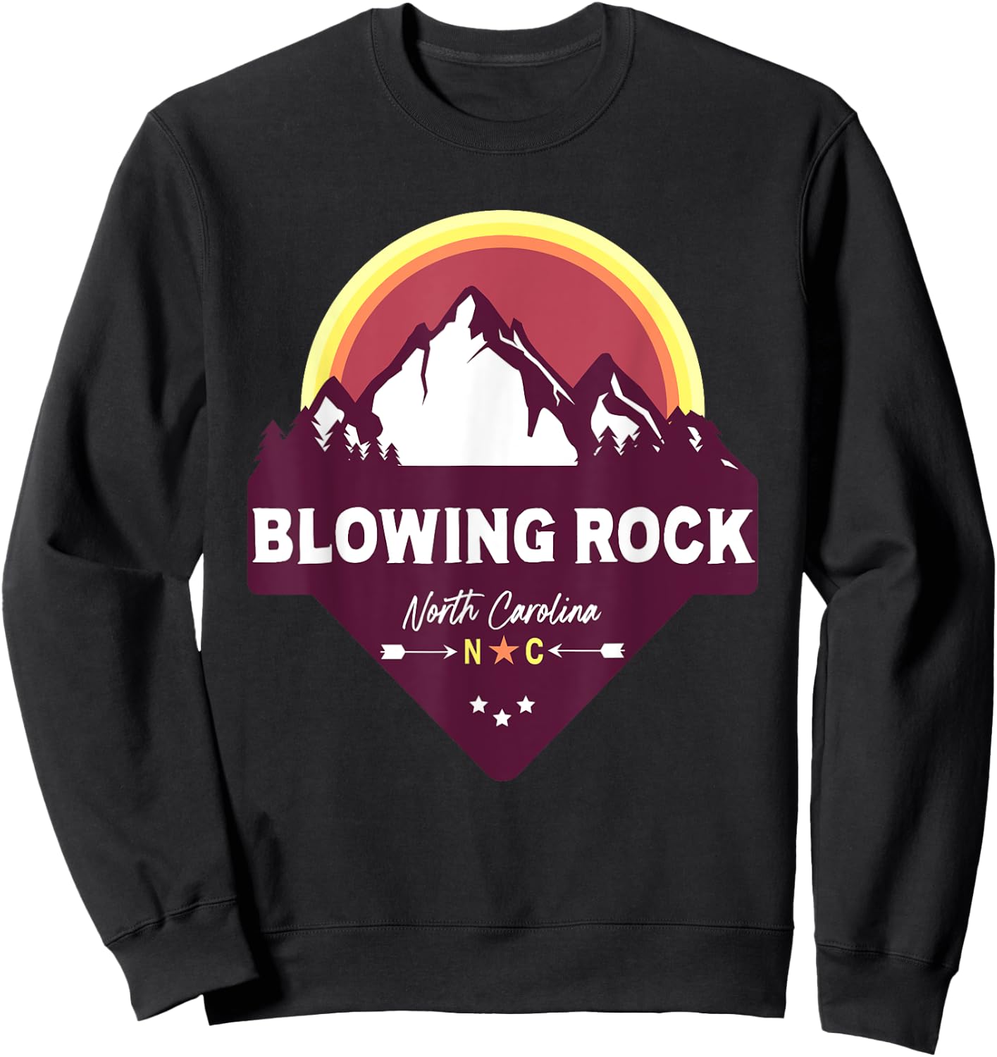 Retro Blowing Rock North Carolina NC Blue Ridge Mountains Sweatshirt - Sweatshirt | Black