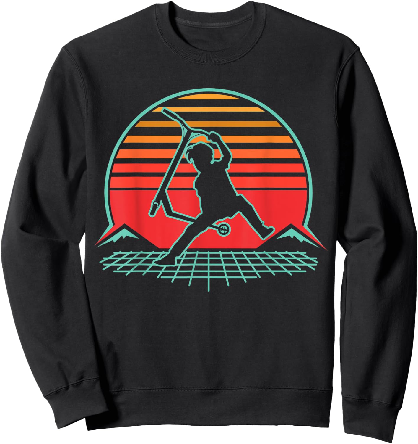 Scooter Stunt Retro Style Scooter Gift Boys Kids Youth Sweatshirt - Sweatshirt | Black