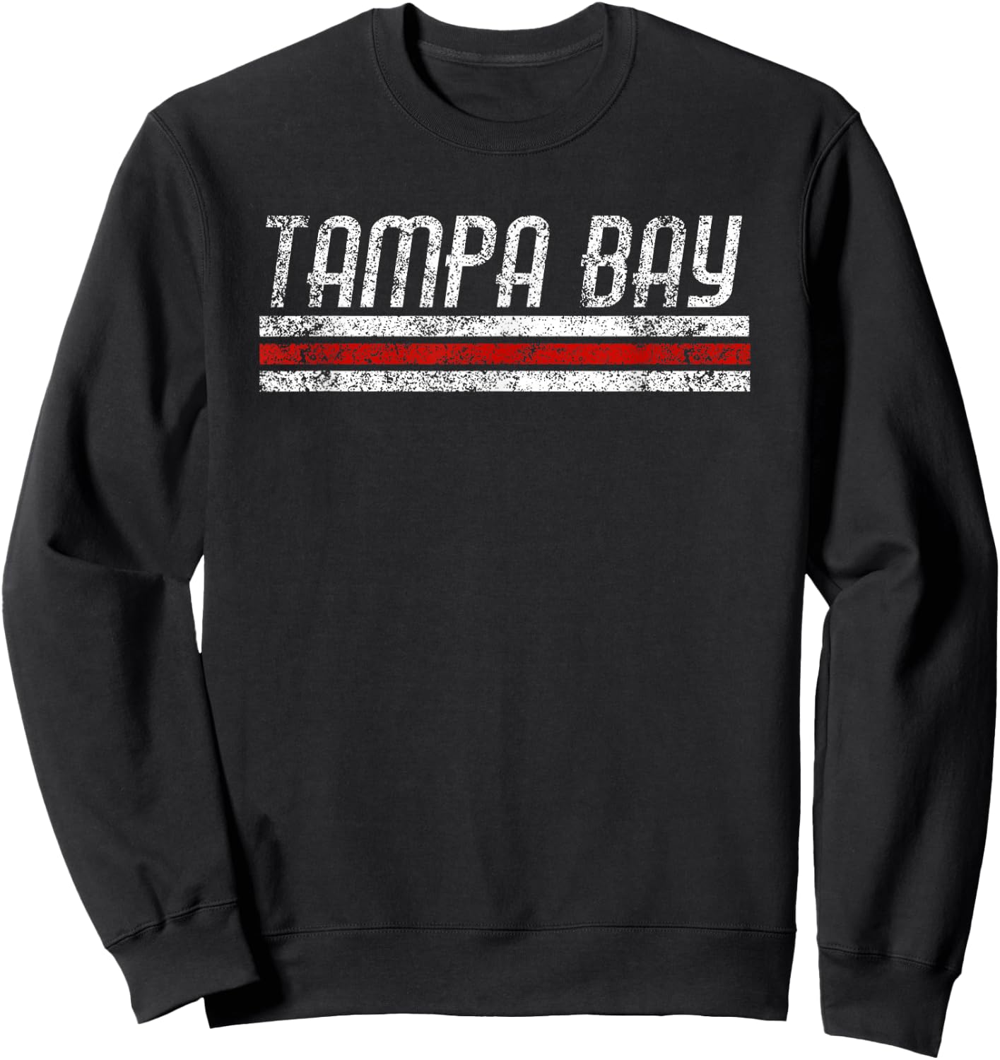 Tampa Bay Florida Retro Vintage Weathered Stripe Throwback Sweatshirt - Sweatshirt | Black