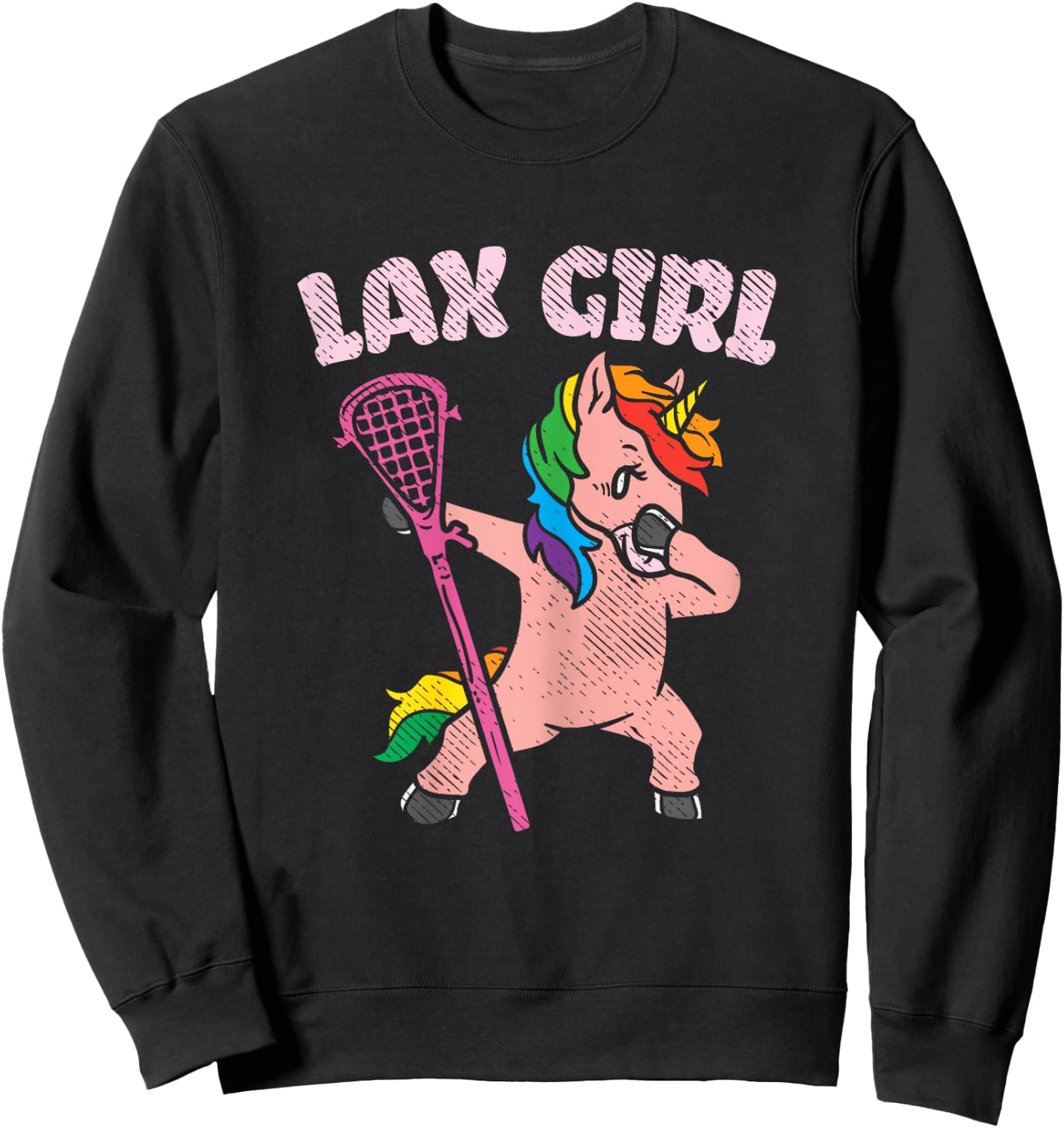 Lax Girl Unicorn Cute Animal Lacrosse Player Team Women Gift Sweatshirt - Sweatshirt | Black