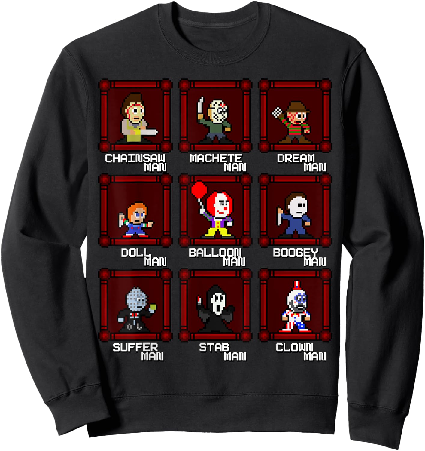 Choose Your Slasher 8-Bit Retro Horror Game Sweatshirt - Sweatshirt | Black