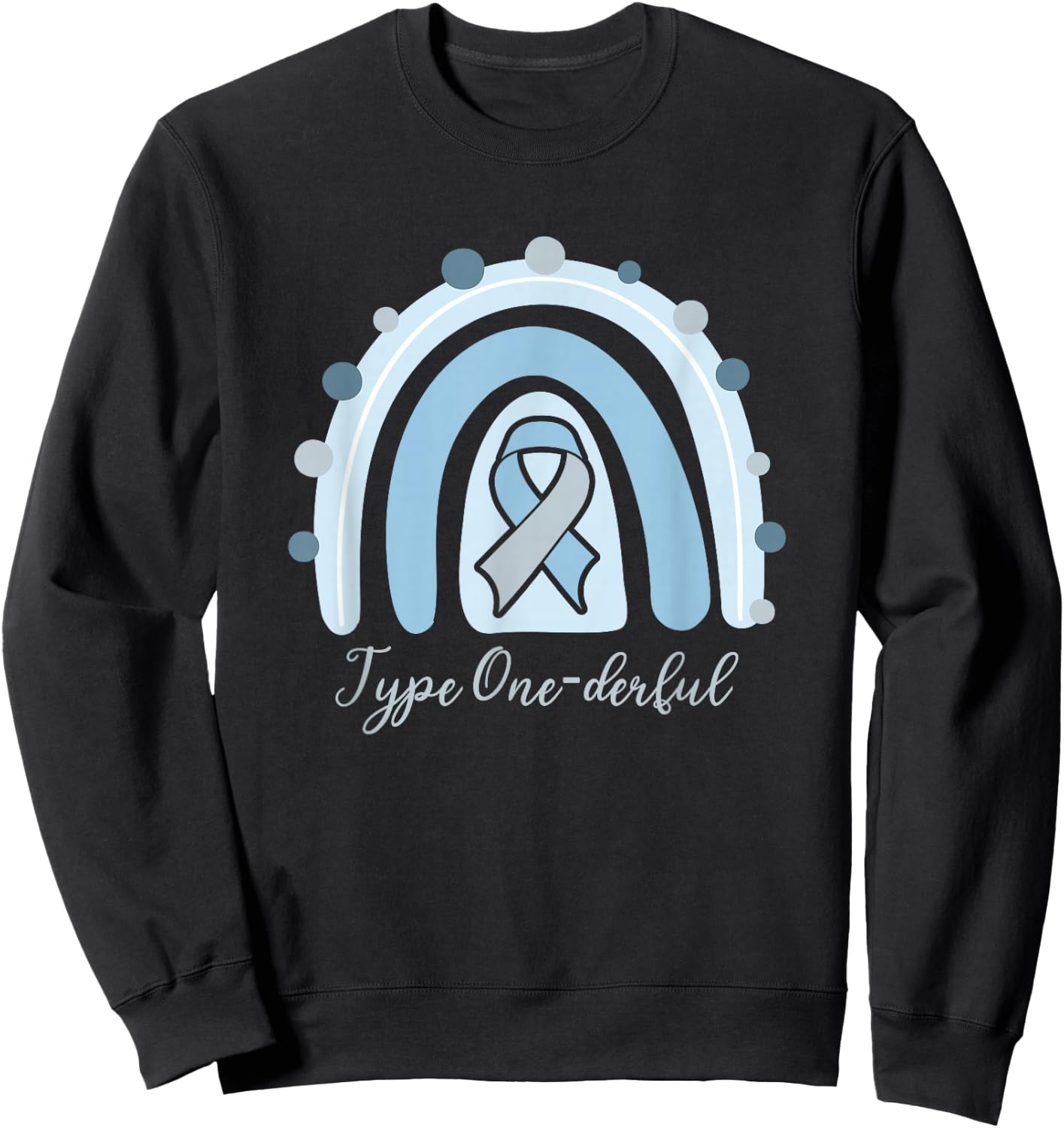 Type 1 Diabetes T1D Awareness One-Derful Nordic Rainbow Gift Sweatshirt - Sweatshirt | Black