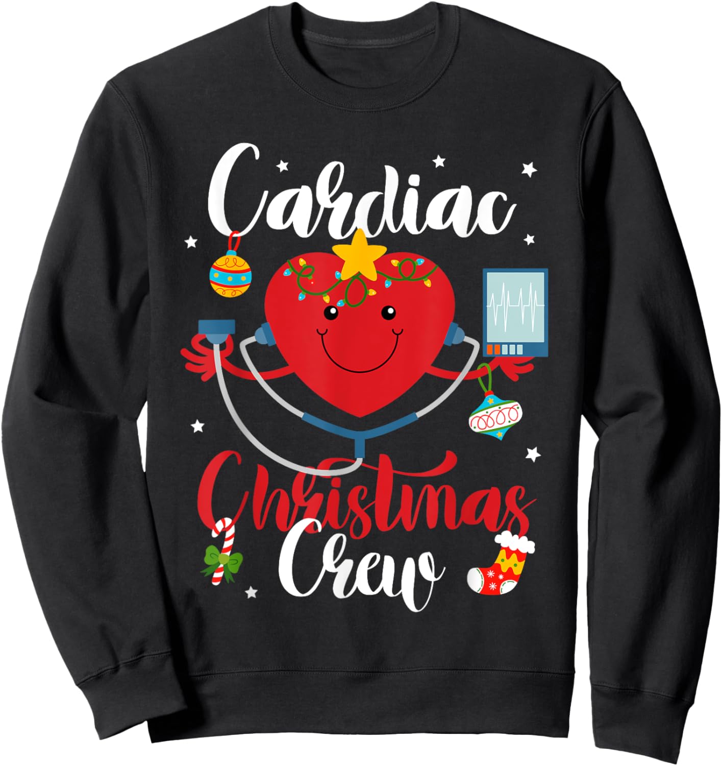 Cardiac Christmas Crew Cardiac Nurse Sweatshirt - Sweatshirt | Black