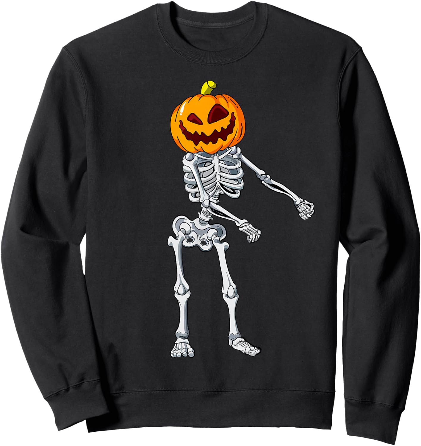 Flossing Pumpkin Head Skeleton Raft Dance Halloween Sweatshirt - Sweatshirt | Black
