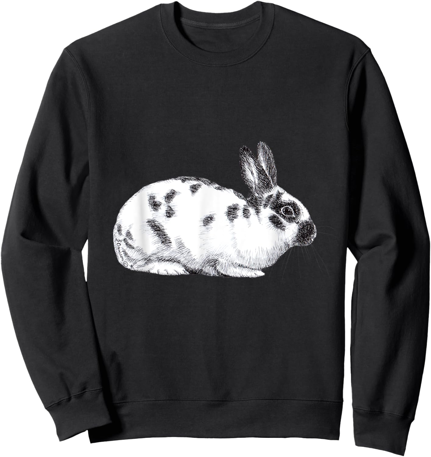 Cute English Spotted Bunny Rabbit Drawing Sweatshirt - Sweatshirt | Black