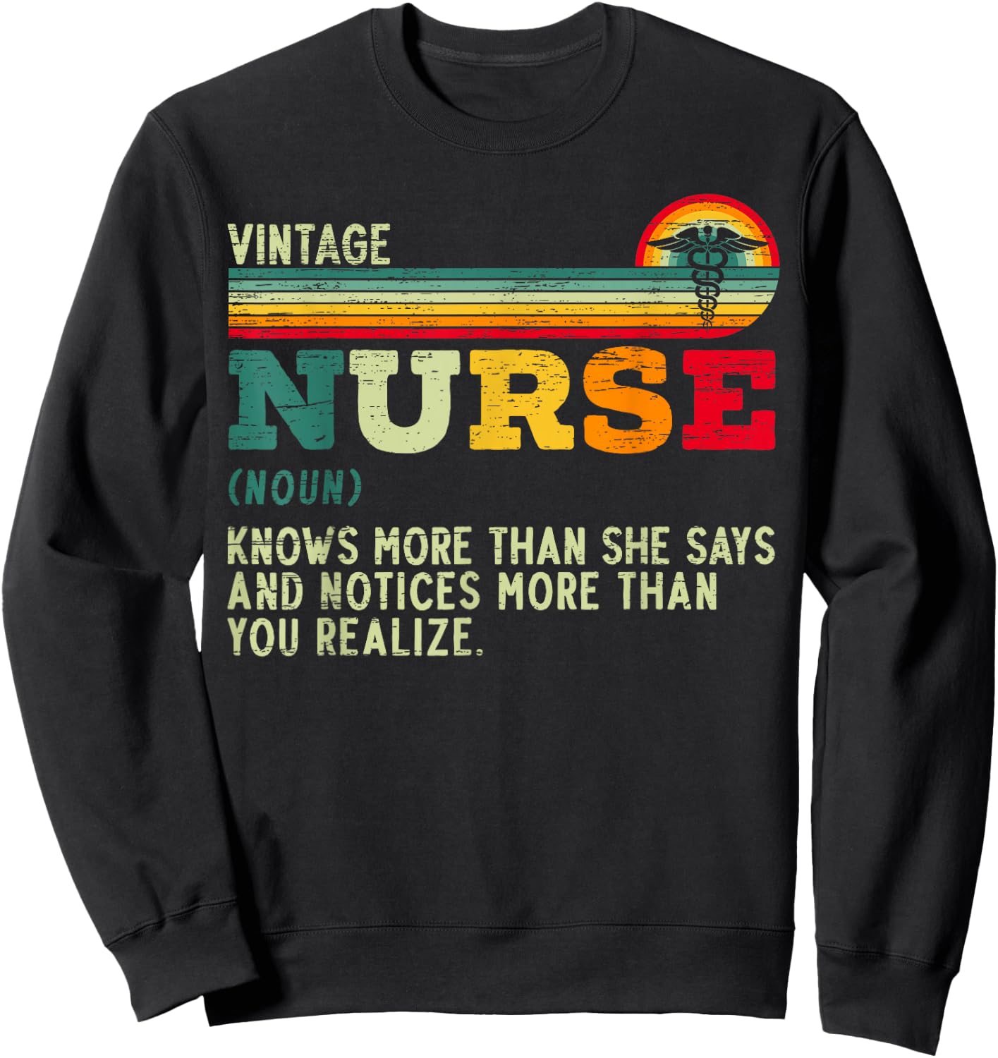 Vintage Nurse Definition Hospital Medical Registered Nursing Sweatshirt - Sweatshirt | Black