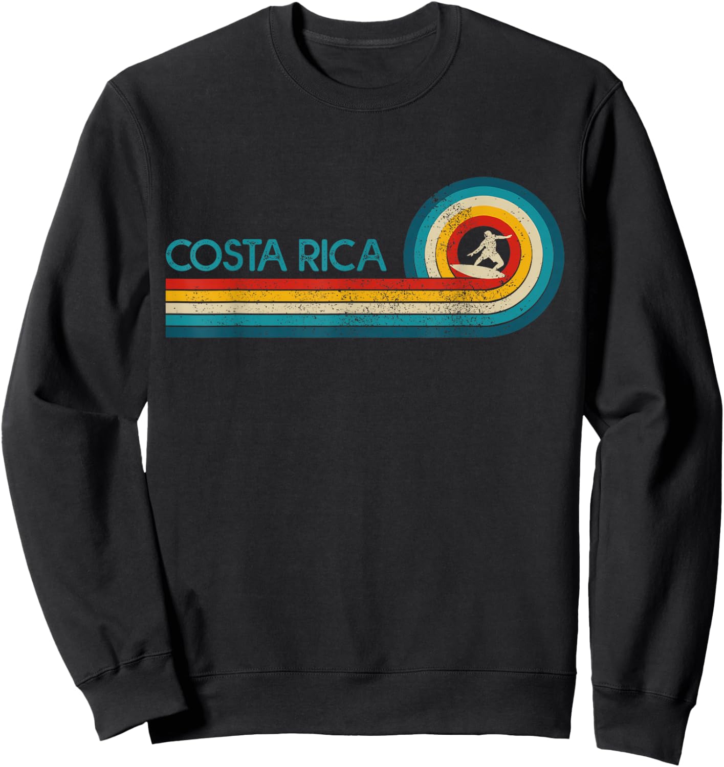 Costa Rica Vintage Surfer Souvenir Surf Sweatshirt - Sweatshirt | Black