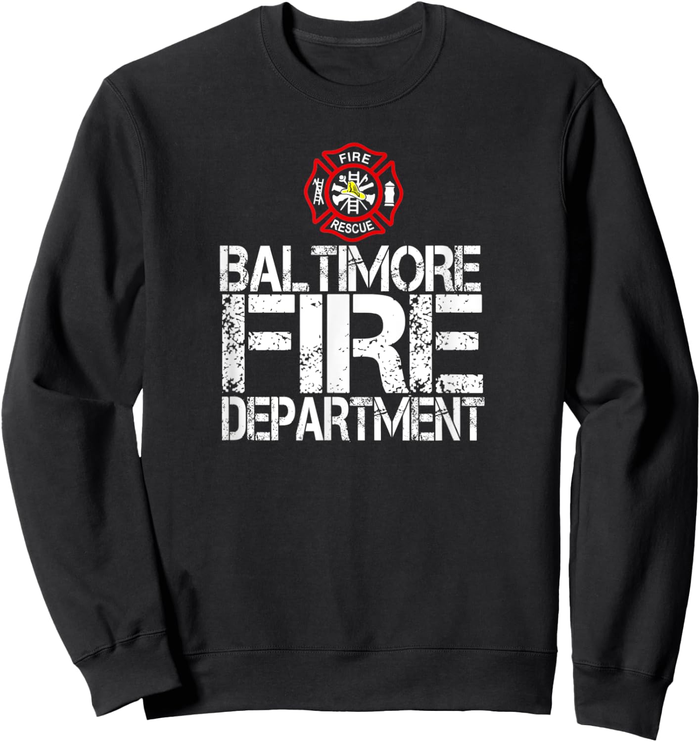Baltimore Fire Dept with Florian Cross Family Kids Adults Sweatshirt - Sweatshirt | Black