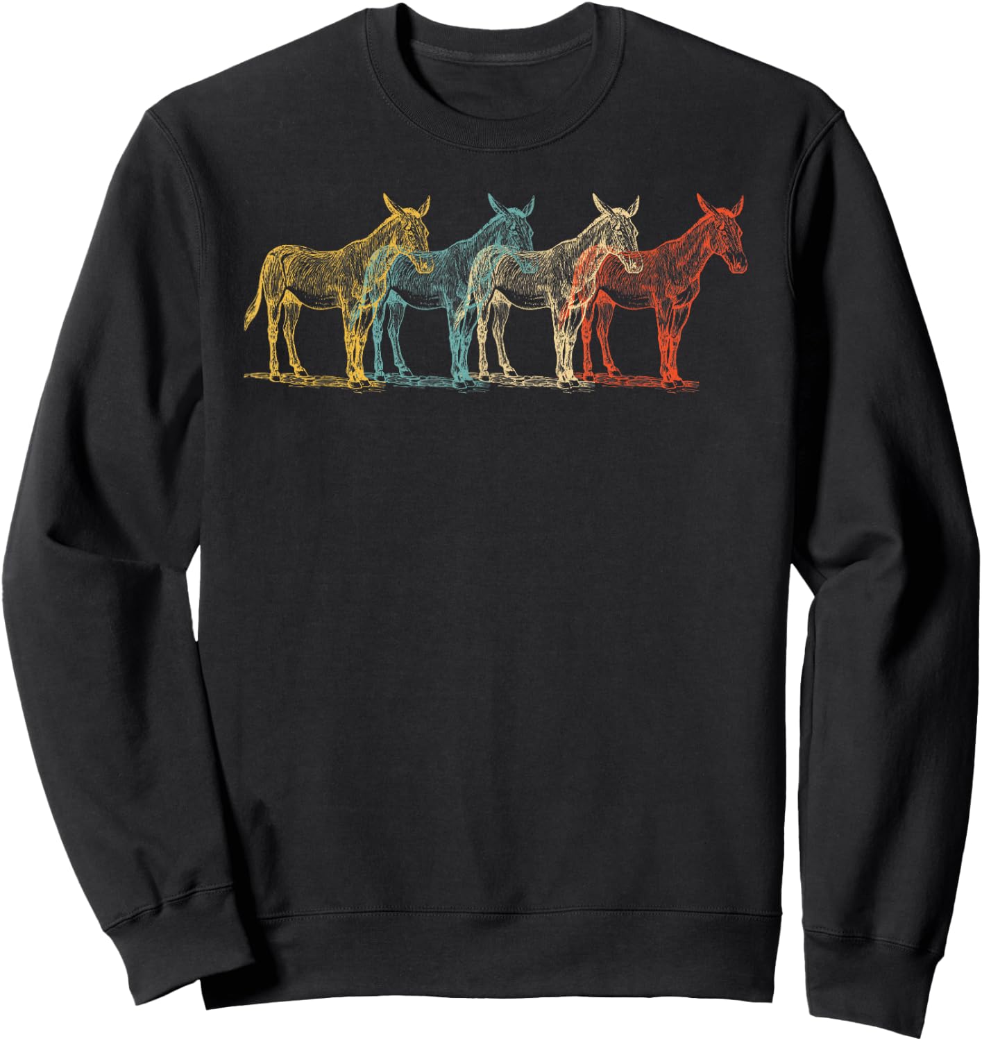 Mule Vintage Retro Donkey Horse Hybrid Lover 60s 70s Gift Sweatshirt - Sweatshirt | Black
