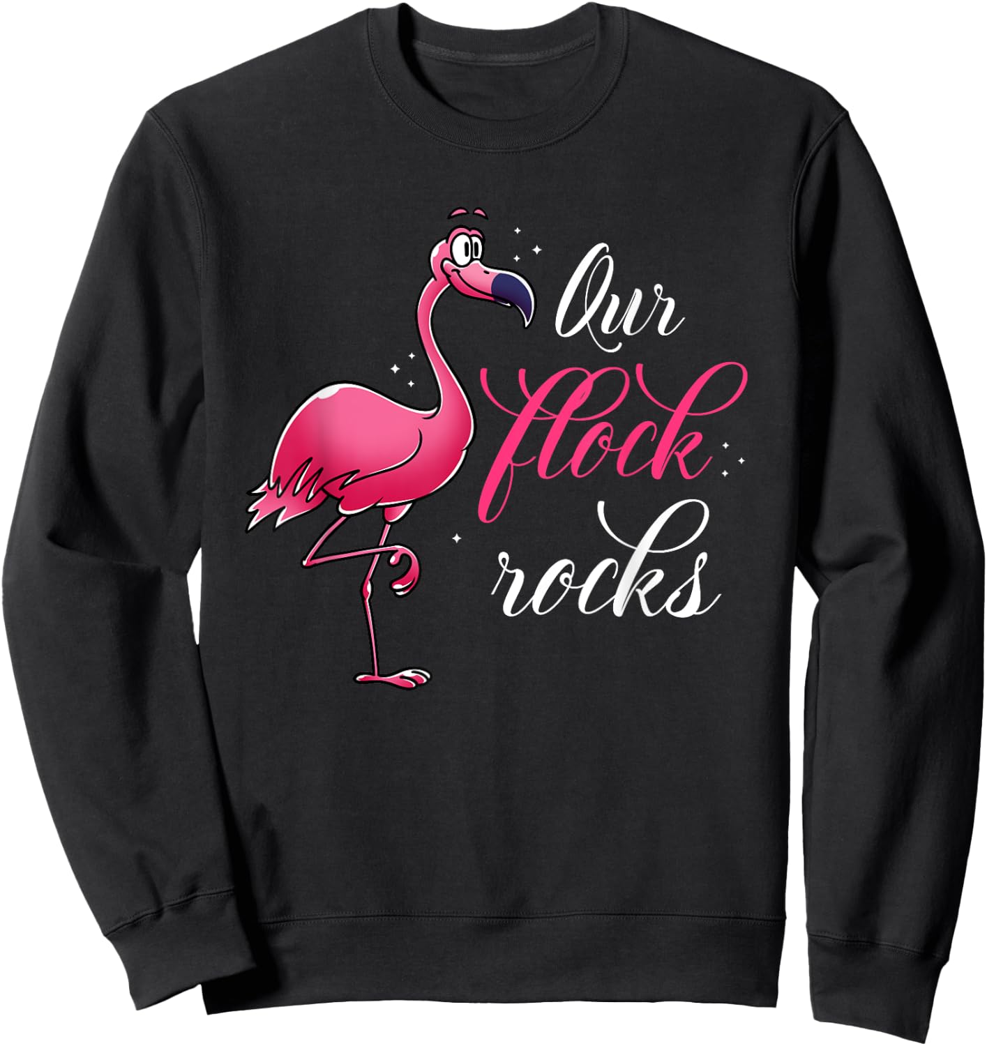 Our Flock Rocks Flamingo Sweatshirt - Sweatshirt | Black