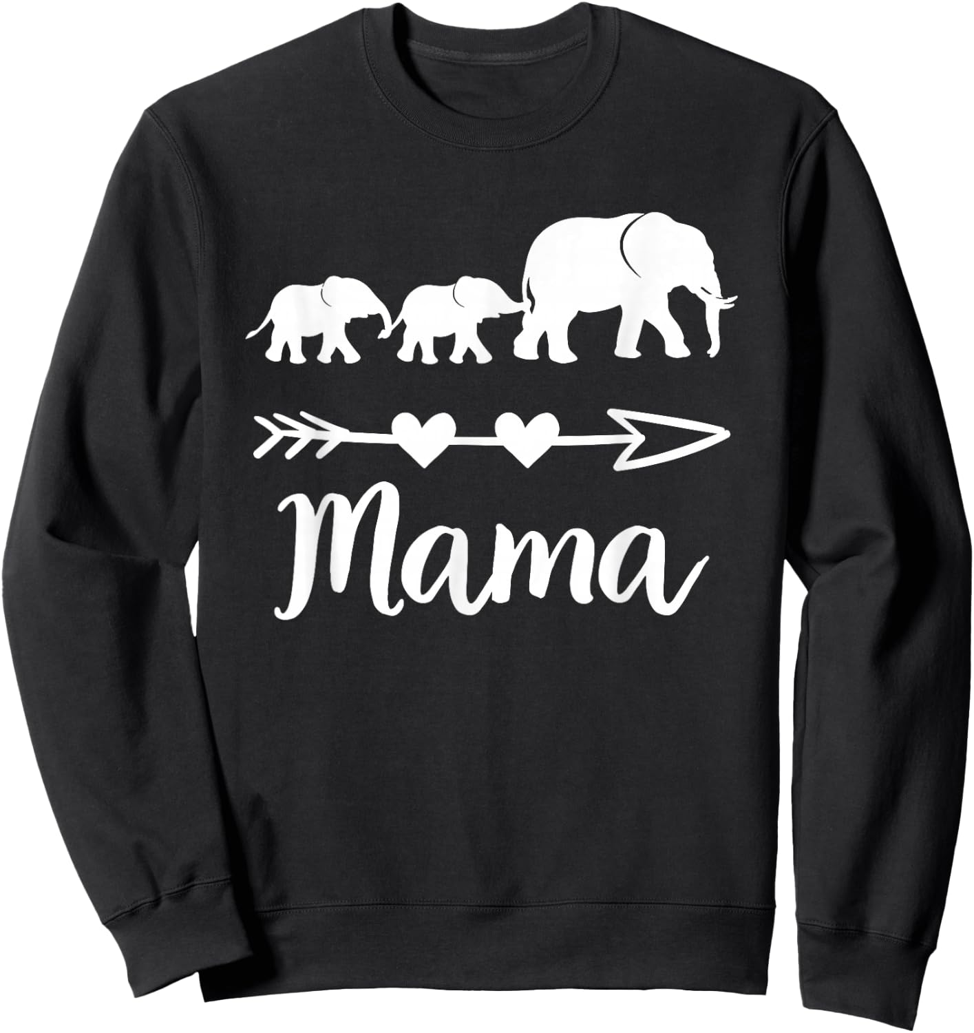 Mama Elephant 2 Babies Kids Mom of Two Cute Mothers Day Sweatshirt - Sweatshirt | Black