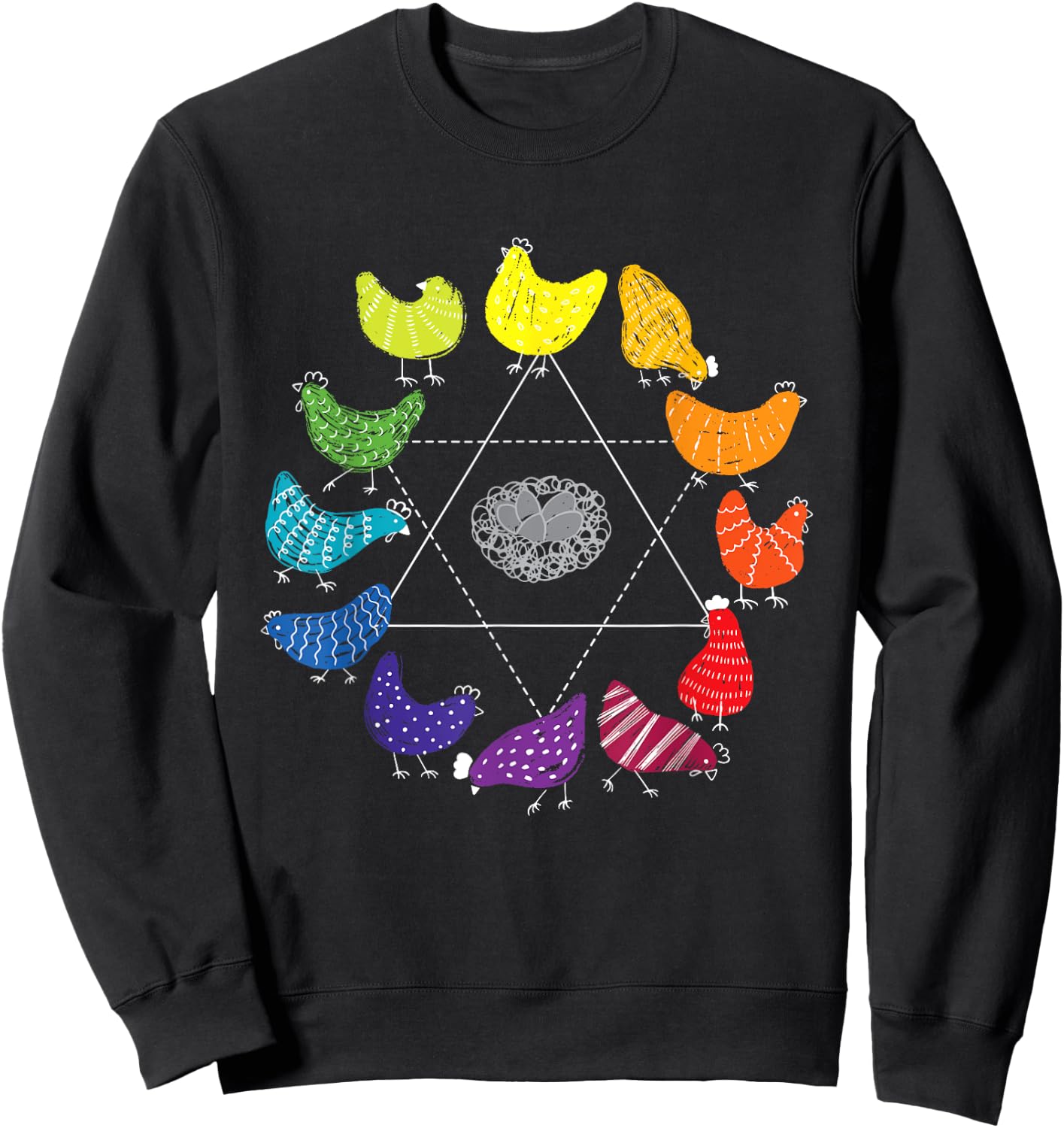 Chicken Themed Color Wheel Educational Art Teacher Artist Men Women Girls Kids Sweatshirt - Sweatshirt | Black