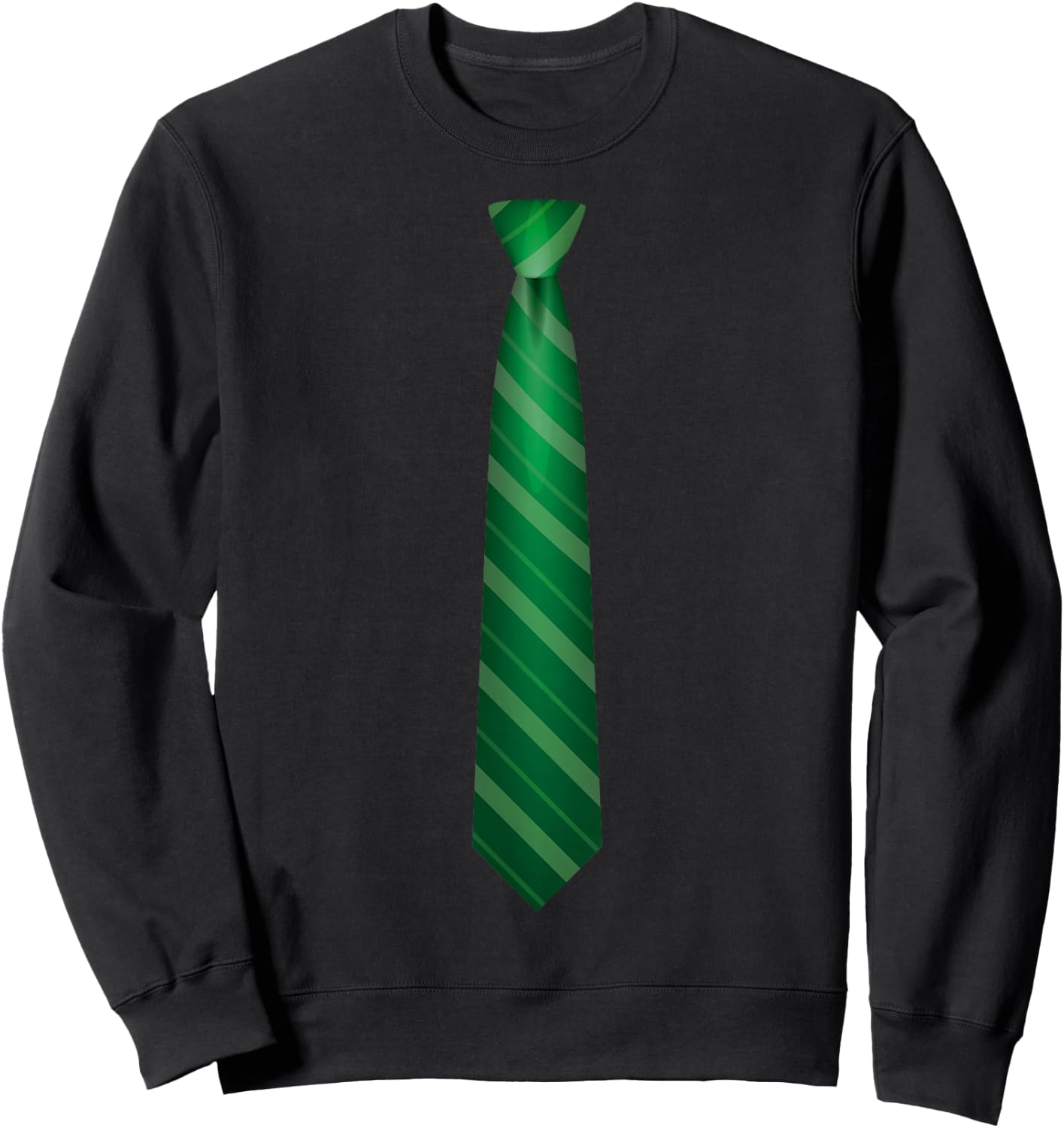 Green Tie, Necktie Funny Dress Graphic Sweatshirt - Sweatshirt | Black