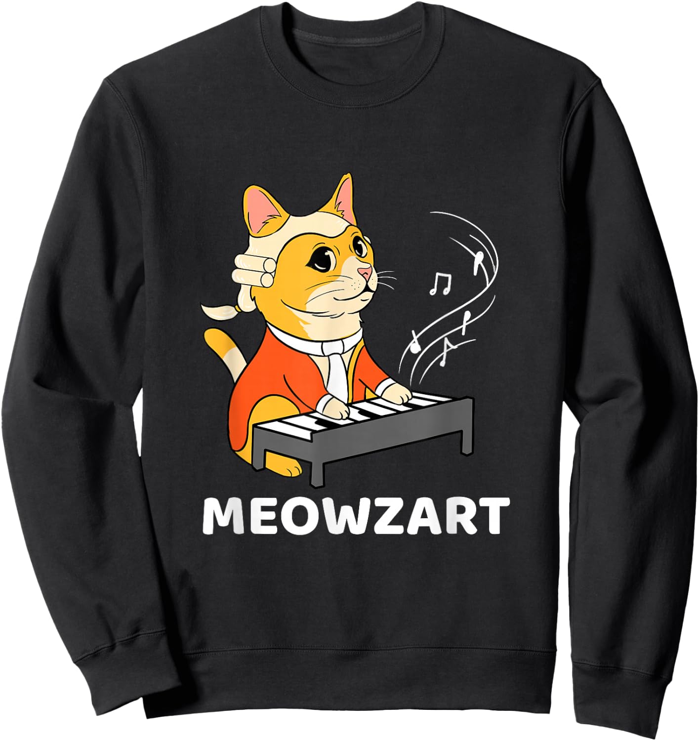 Meowzart Cat Playing Piano Sweatshirt - Sweatshirt | Black