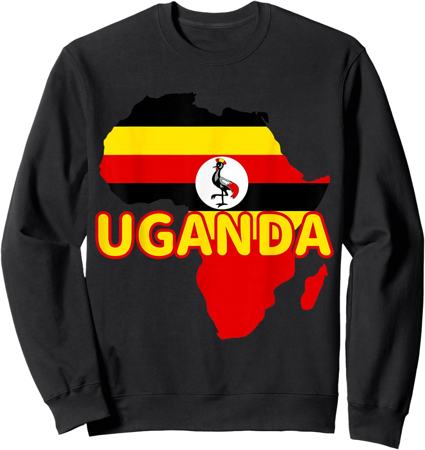 Uganda Ugandan Pride Flag Map Africa Print Sweatshirt - Sweatshirt | Black