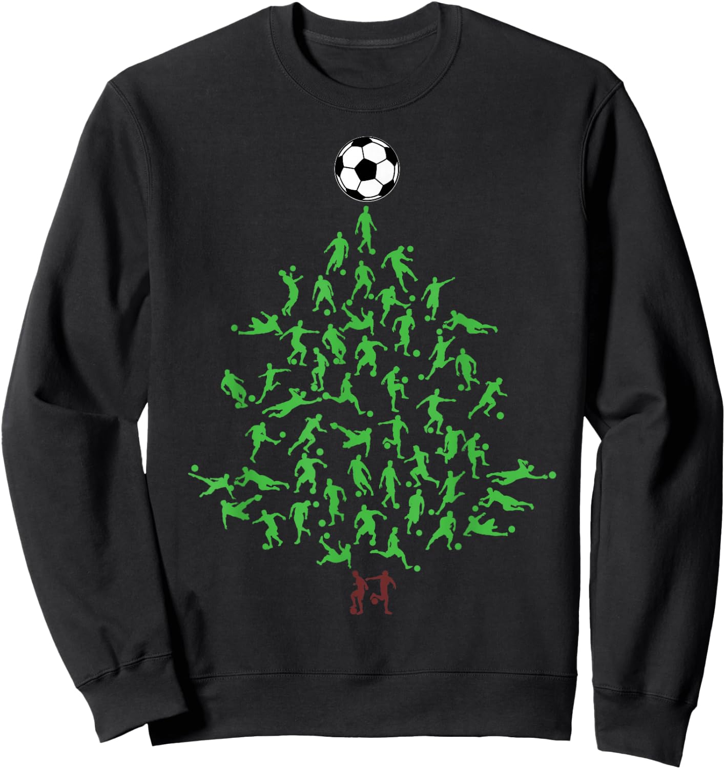 Soccer Player Christmas Tree Xmas, Soccer Christmas Sweatshirt - Sweatshirt | Black