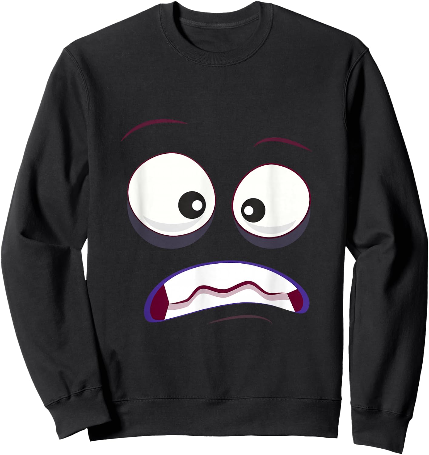 Cute Face Funny Ghost Surprised Monster Costume Halloween Sweatshirt - Sweatshirt | Black