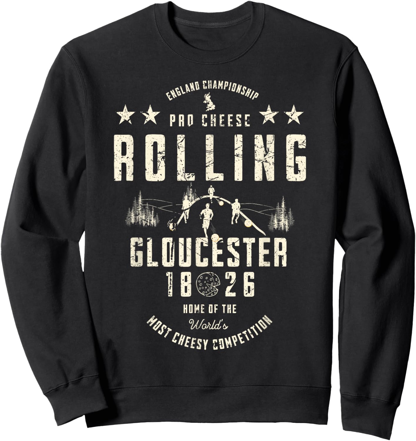 England Championship Cheese Rolling 1826 Vintage Sports Sweatshirt - Sweatshirt | Black
