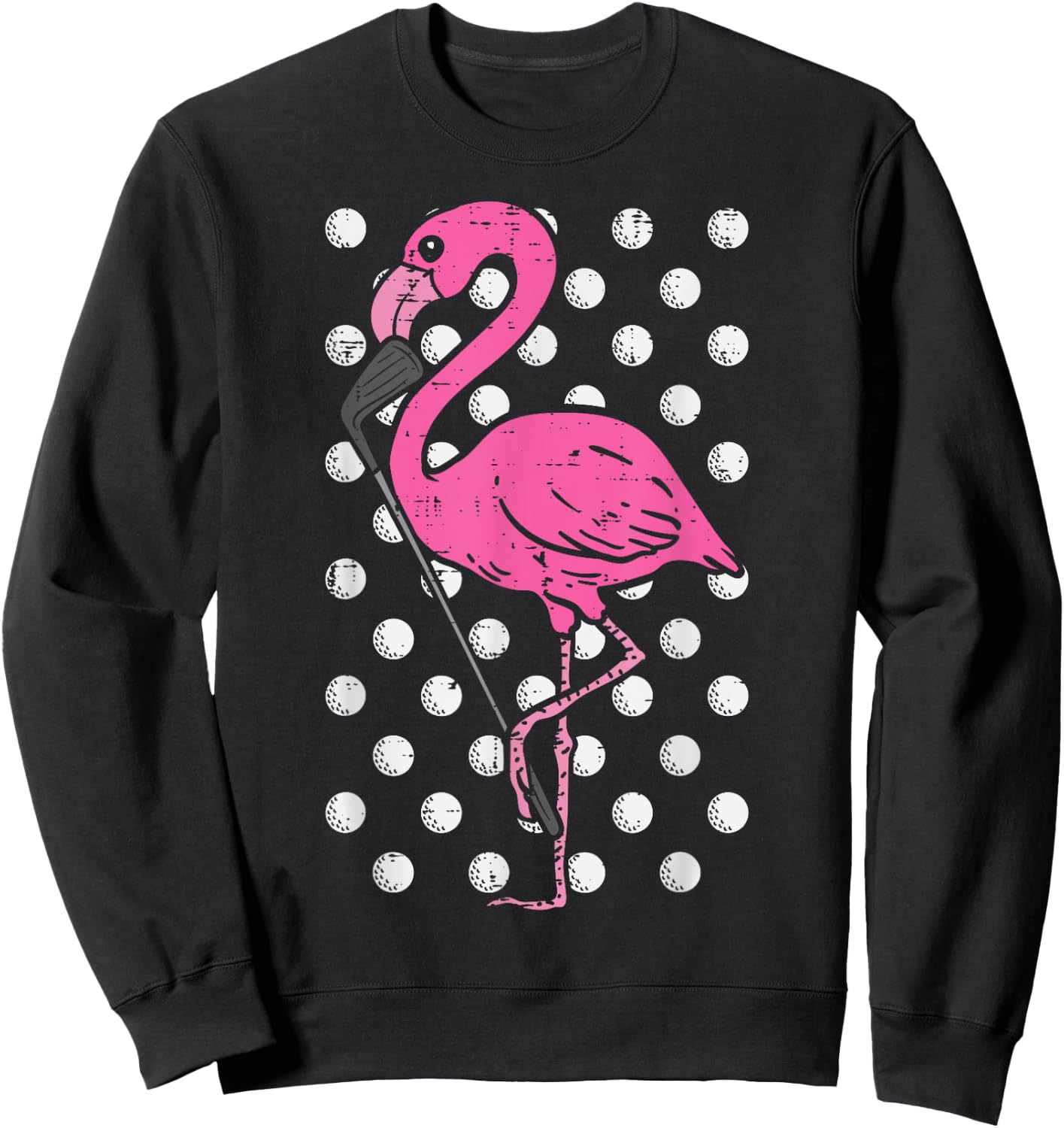 Flamingo Golf Cool Golfing Bird Animal Golfer Men Women Sweatshirt - Sweatshirt | Black