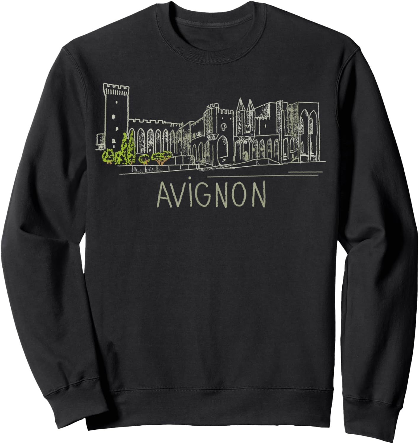 Avignon France Unique Hand Drawn Art Gift Men Women Sweatshirt - Sweatshirt | Black