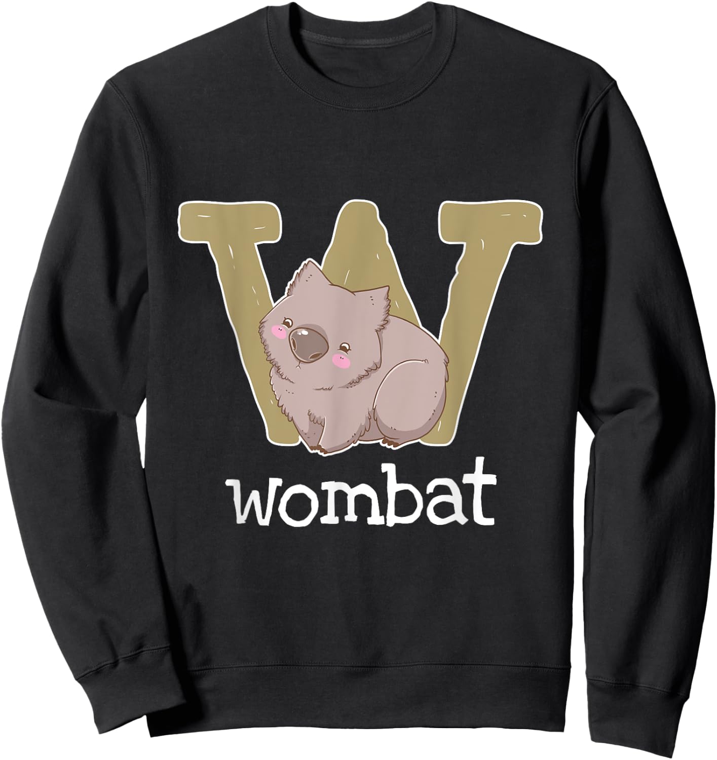 Wombat Alphabet Australia Animals Lover Kids Sweatshirt - Sweatshirt | Black
