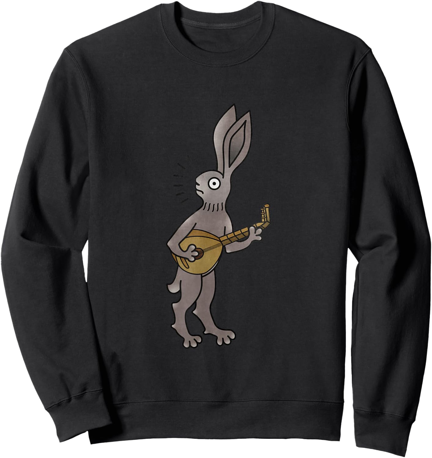 Troubadour rabbit with lute Medieval Marginalia MargiKnights Sweatshirt - Sweatshirt | Black