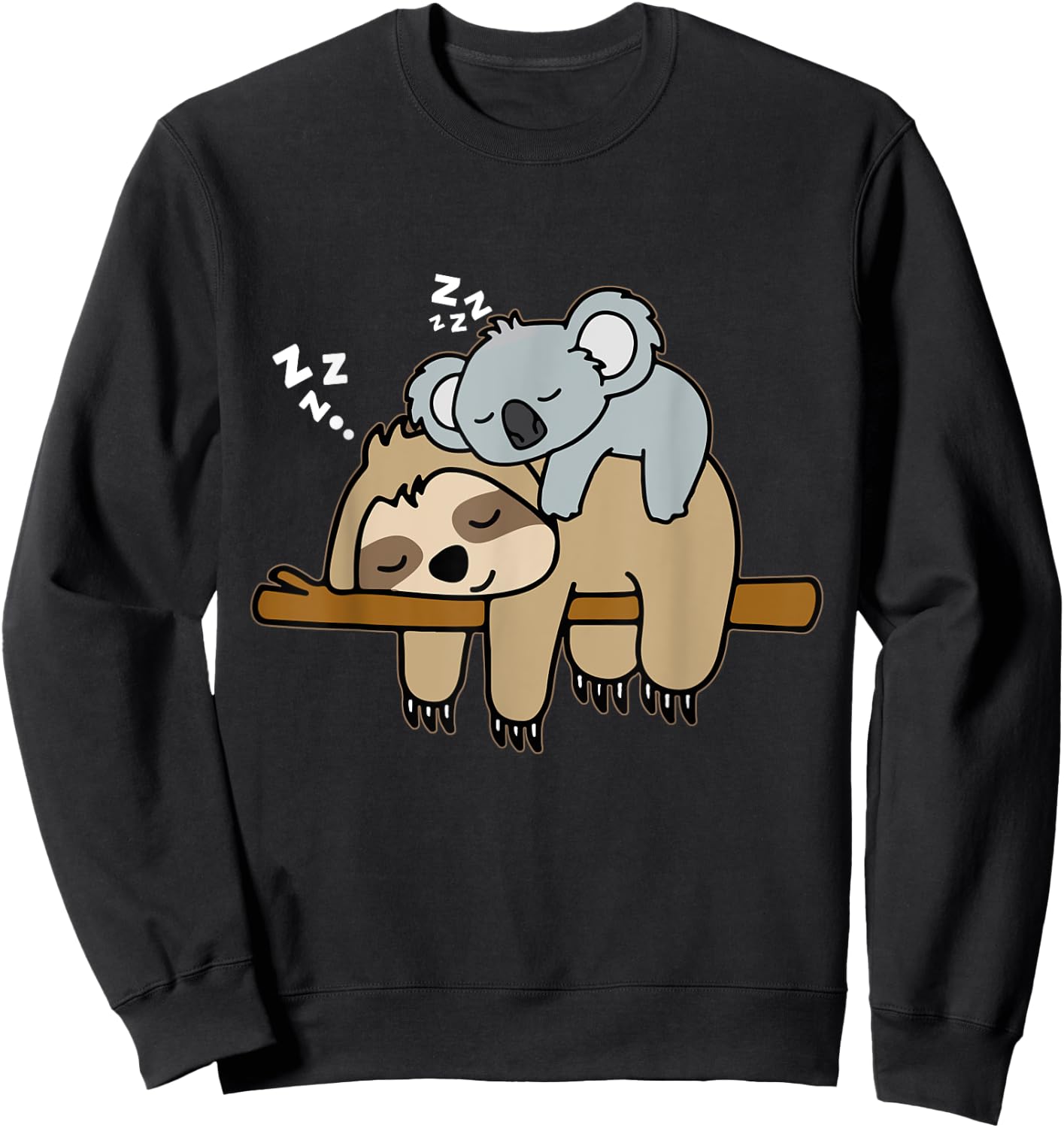 Funny Cute Lazy Sloth & Baby Koala Mama Bear Nap Sweatshirt - Sweatshirt | Black