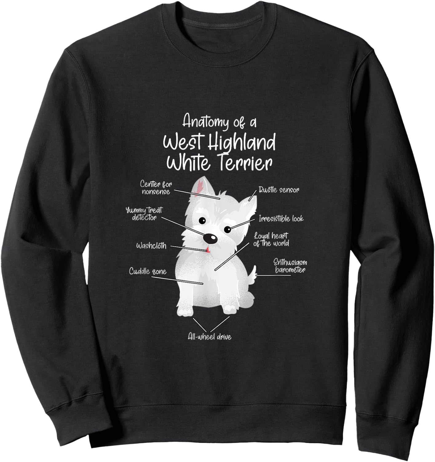 Anatomy of a West Highland White Terrier | Westie Dog dogs Men Women Girls Kids Sweatshirt - Sweatshirt | Black