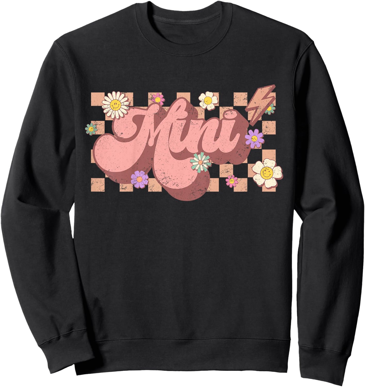 Mama And Mini , Matching Groovy Mommy and Me, Smile Mini Sweatshirt - Sweatshirt | Black