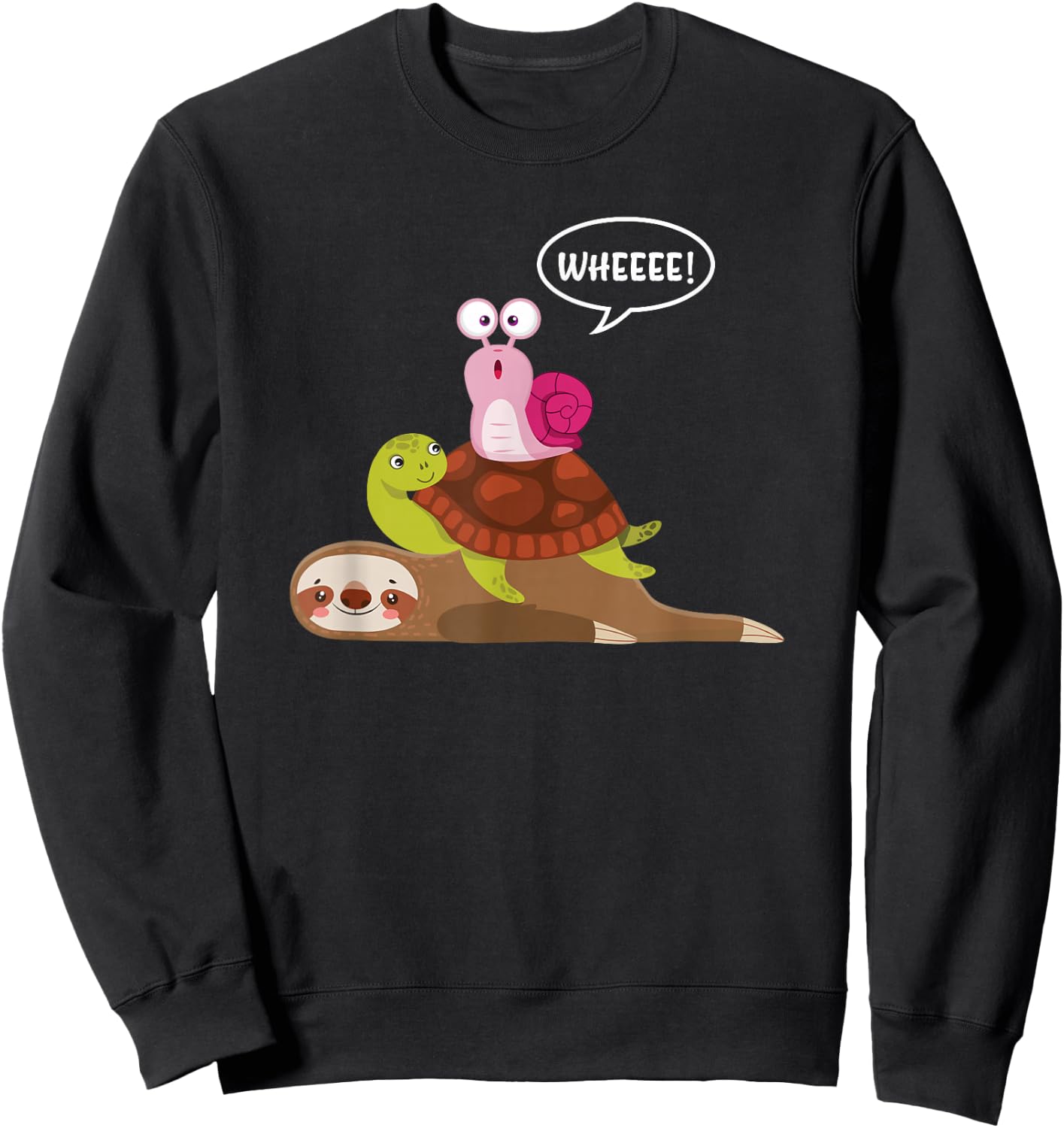 Lazy Animal Snail Turtle Sloth Sweatshirt - Sweatshirt | Black