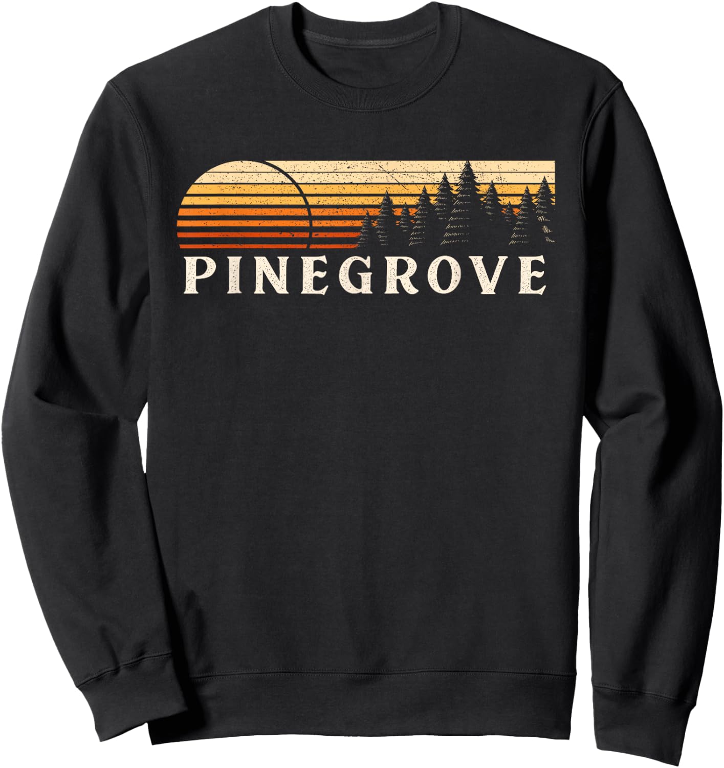 Pinegrove, OH Vintage Evergreen Sunset Eighties Retro Sweatshirt - Sweatshirt | Black