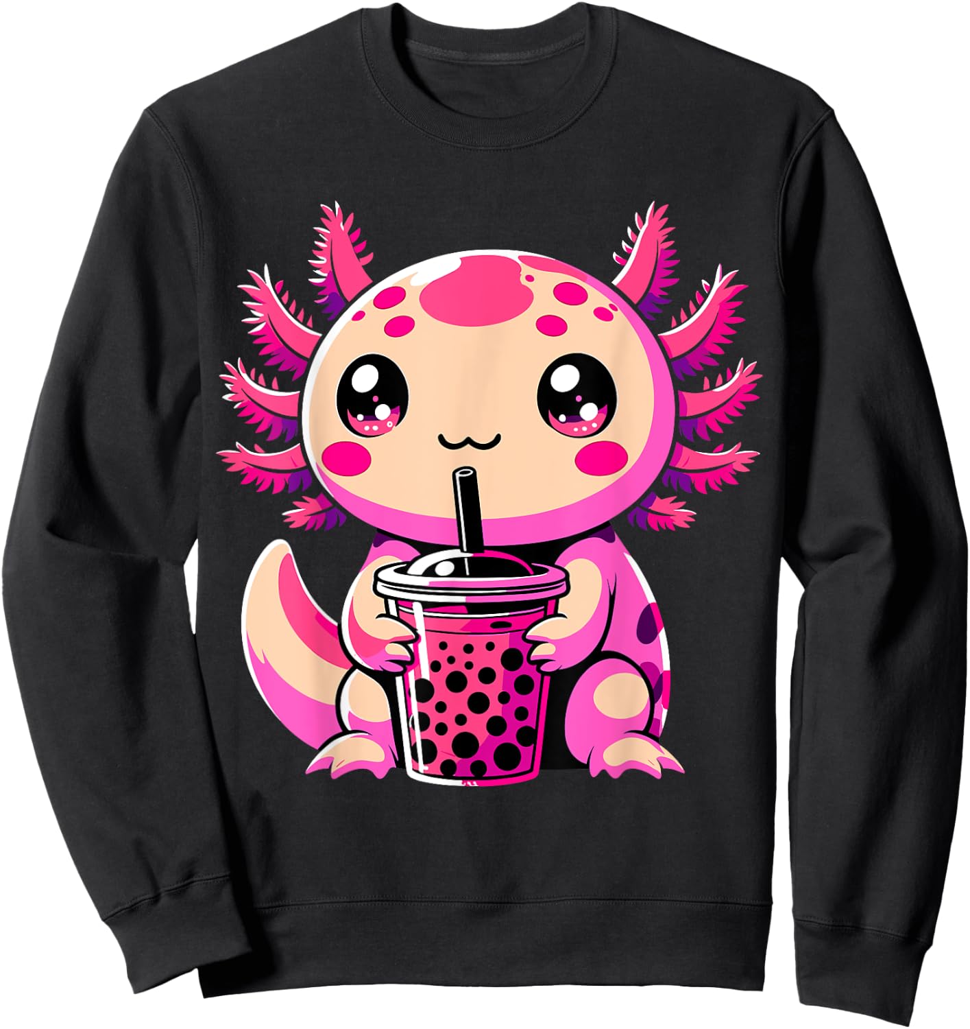 Axolotl Tea Bubble Tea Anime Kawaii Axolotl Sweatshirt - Sweatshirt | Black