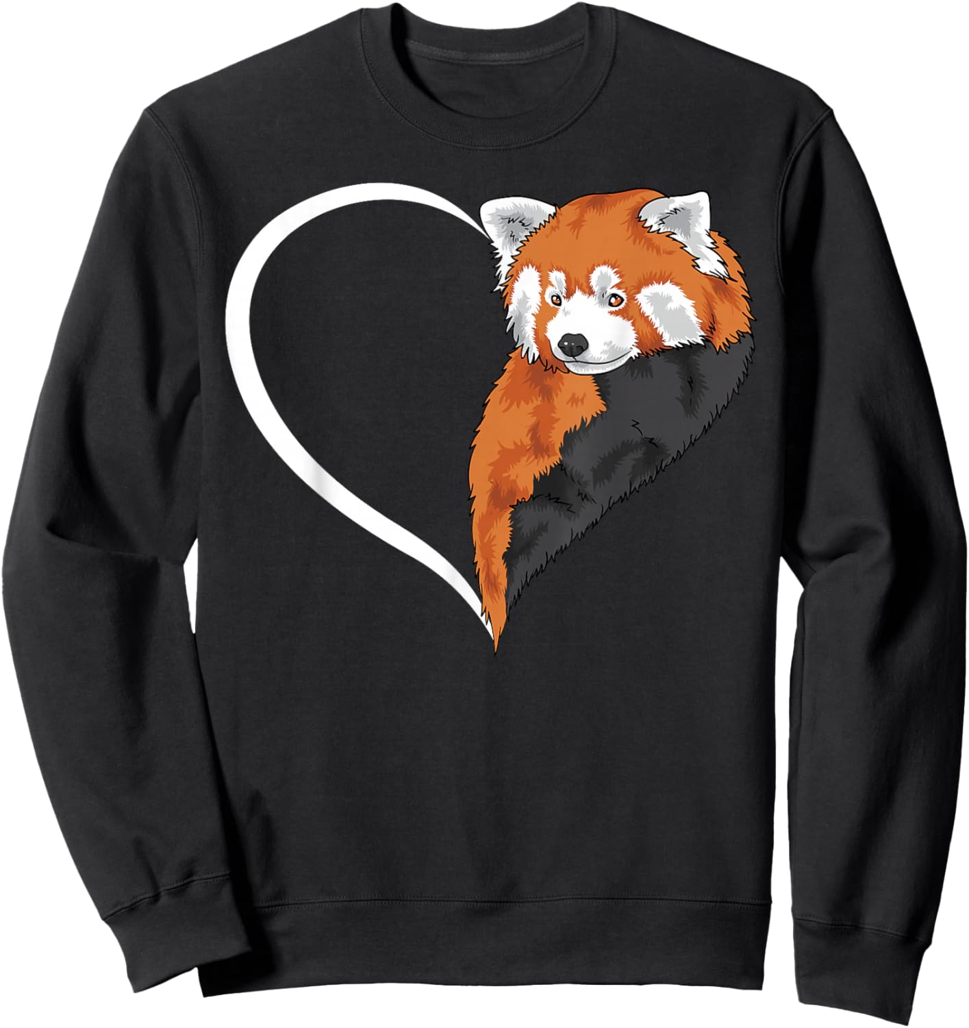 Red Panda Shirts Girls Kids Heart Cute Red Panda Sweatshirt - Sweatshirt | Black