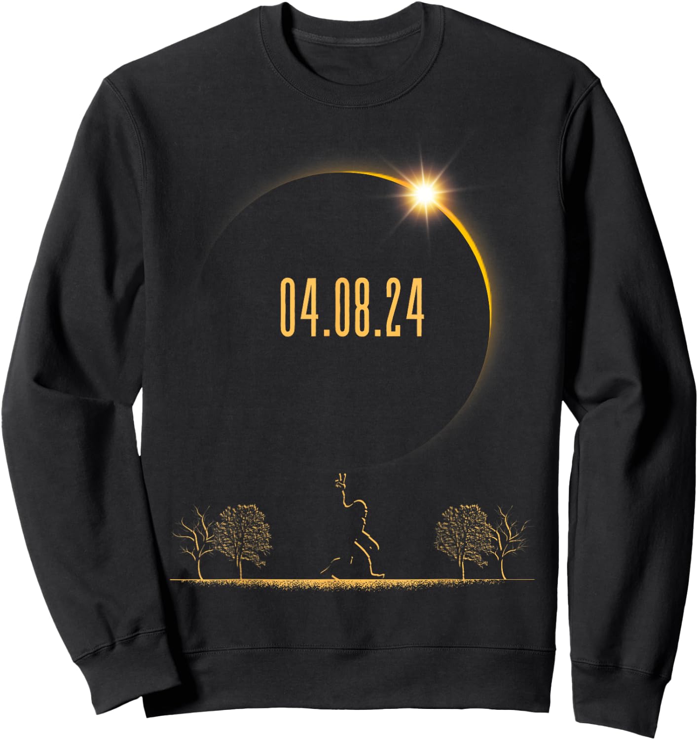 Bigfoot 04.08.24 Total Solar Eclipse 2024 Sweatshirt - Sweatshirt | Black