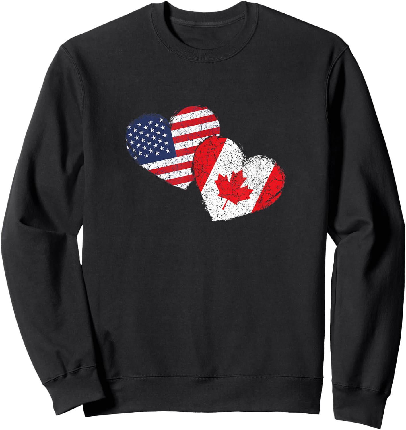 USA Canada Heart Country Flag American Canadian Sweatshirt - Sweatshirt | Black