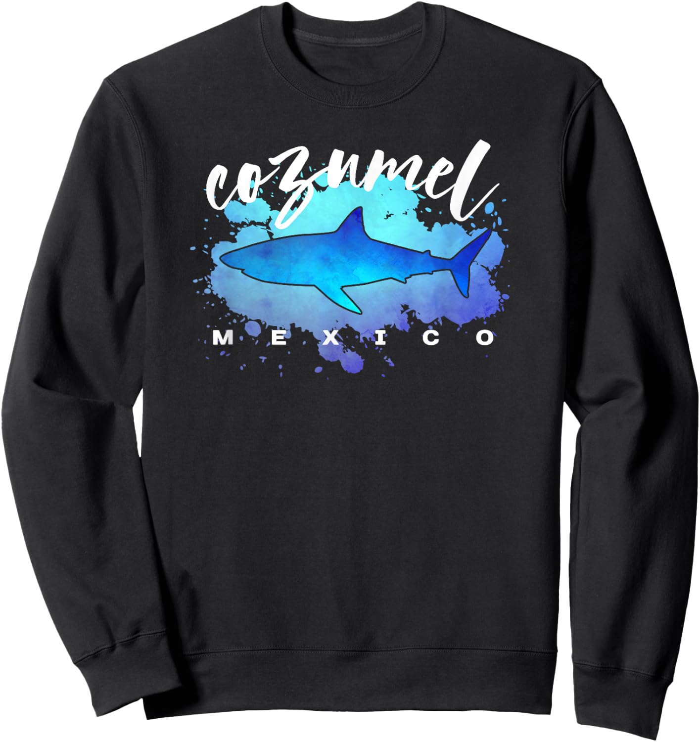 COZUMEL MEXICO Shark Scuba Diver Spring Break Vacation Retro Sweatshirt - Sweatshirt | Black