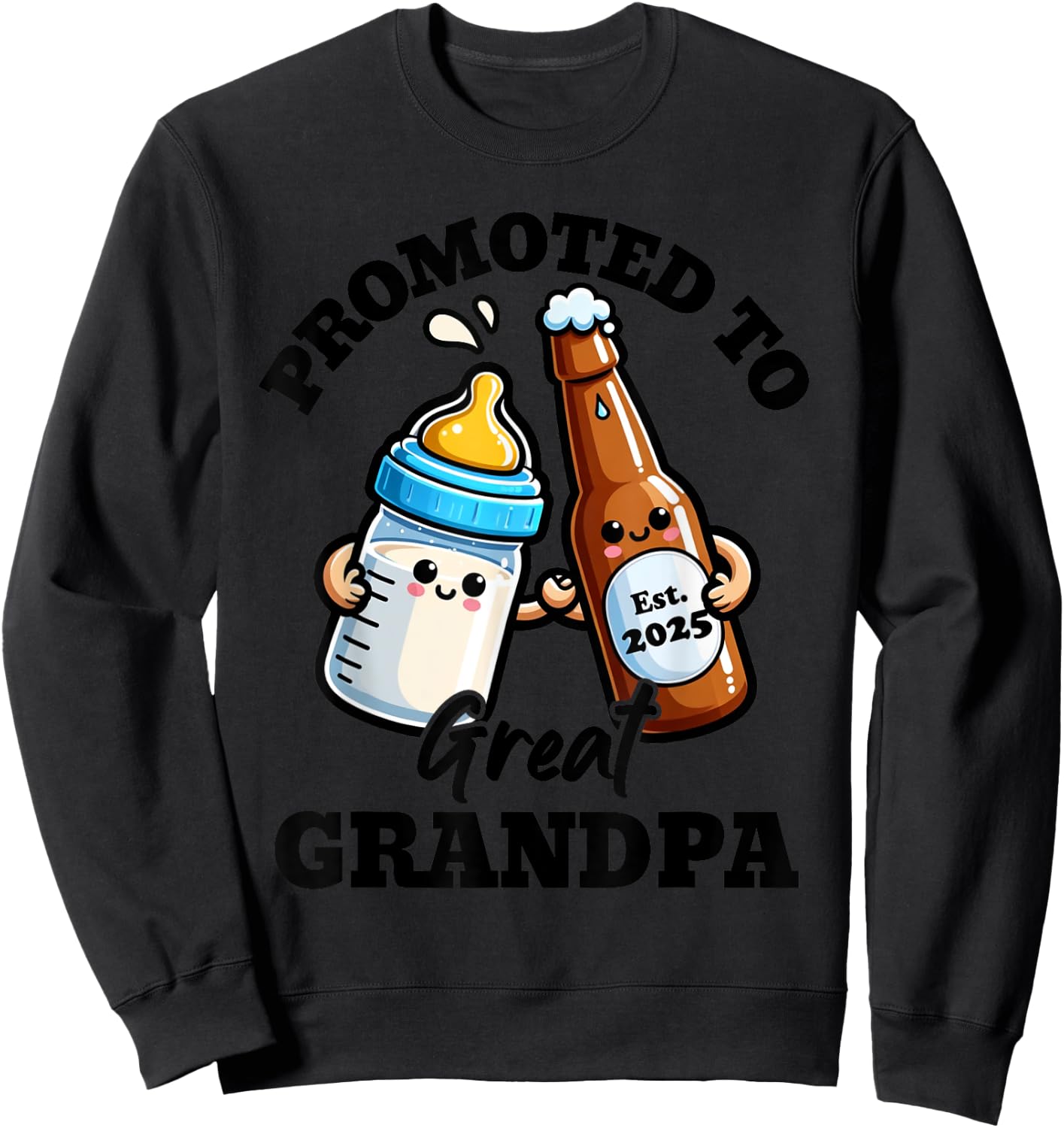 Promoted To Great Grandpa Est. 2025 Sweatshirt - Sweatshirt | Black