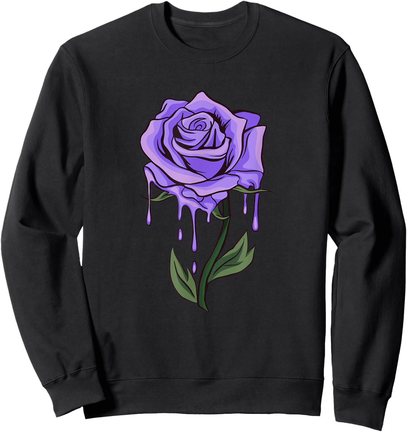 Purple Aesthetic Rose Soft Grunge Pastel Goth Punk Floral Sweatshirt - Sweatshirt | Black