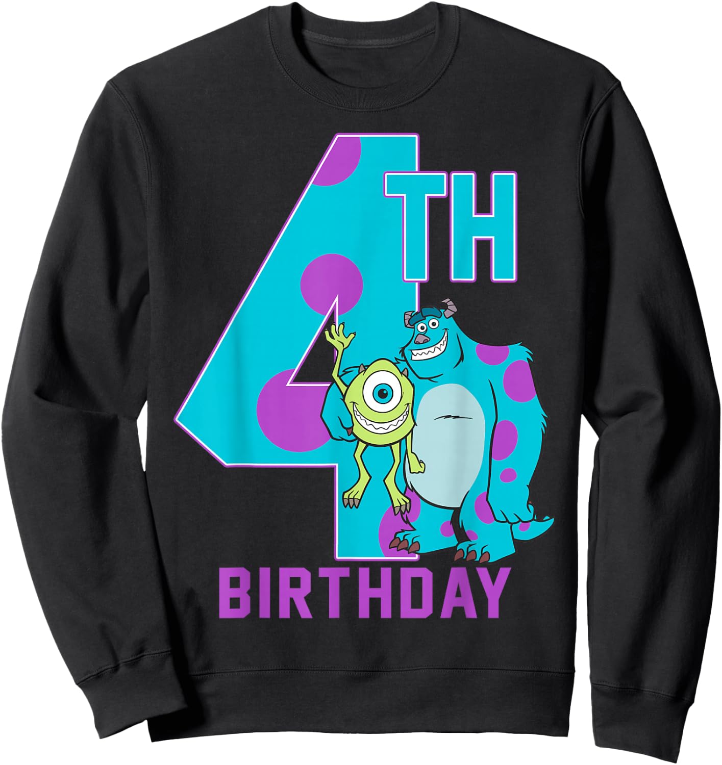 Disney Pixar Monsters Inc. Mike & Sully Happy 4th Birthday Sweatshirt - Sweatshirt | Black
