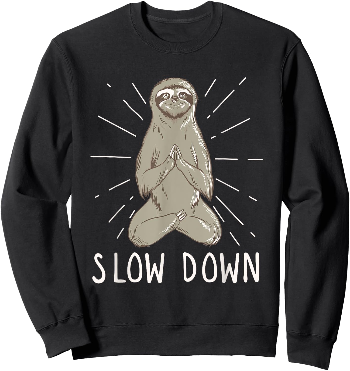 Slow Down Yoga Sloth - Funny Meditation & Yoga Sweatshirt - Sweatshirt | Black