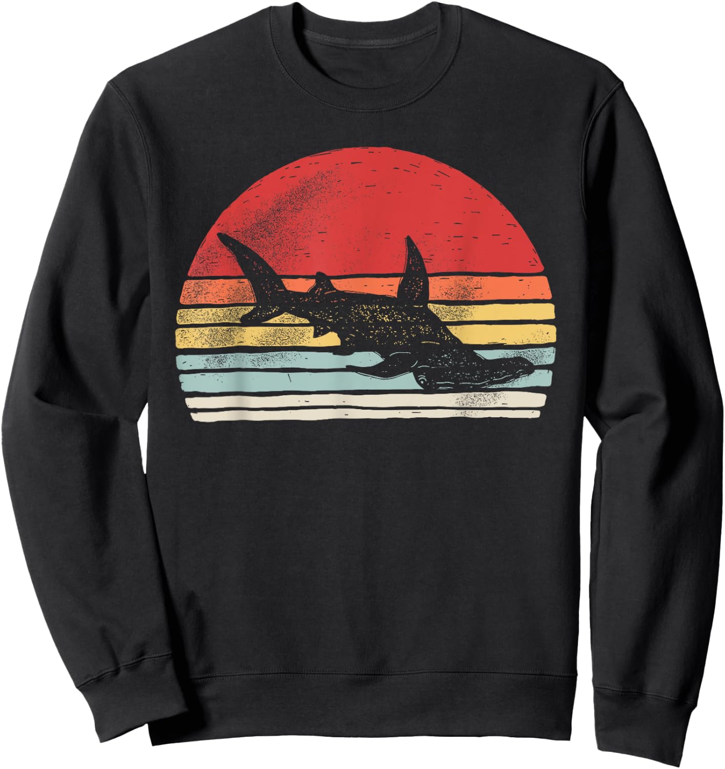 Vintage Retro Hammerhead Shark Sweatshirt - Sweatshirt | Black