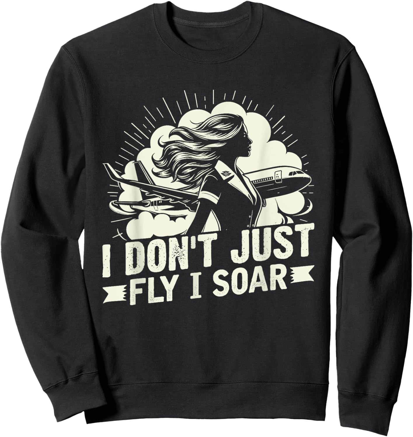 I dont just fly i soar Flight Attendant Sweatshirt - Sweatshirt | Black