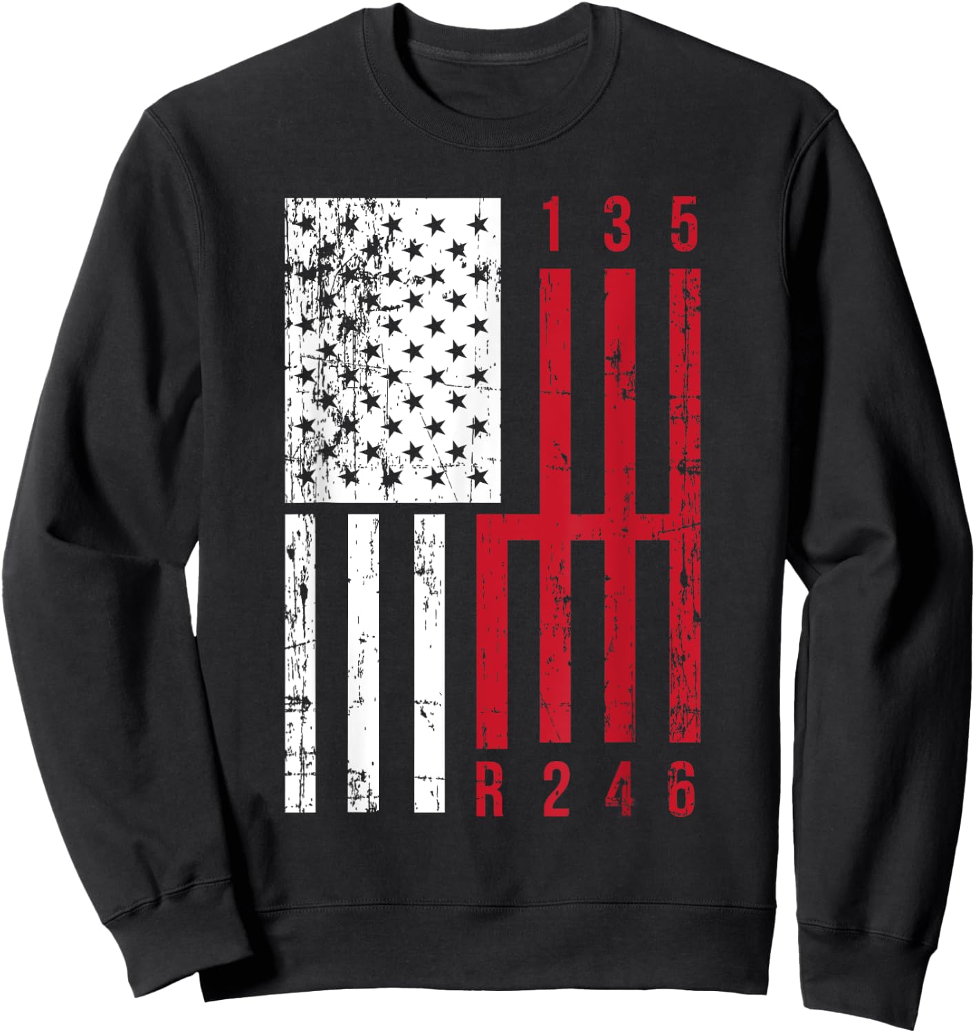 Funny Stick Shift USA Flag Muscle Car 6 Gears Mechanic Gift Women Kids Men Sweatshirt - Sweatshirt | Black