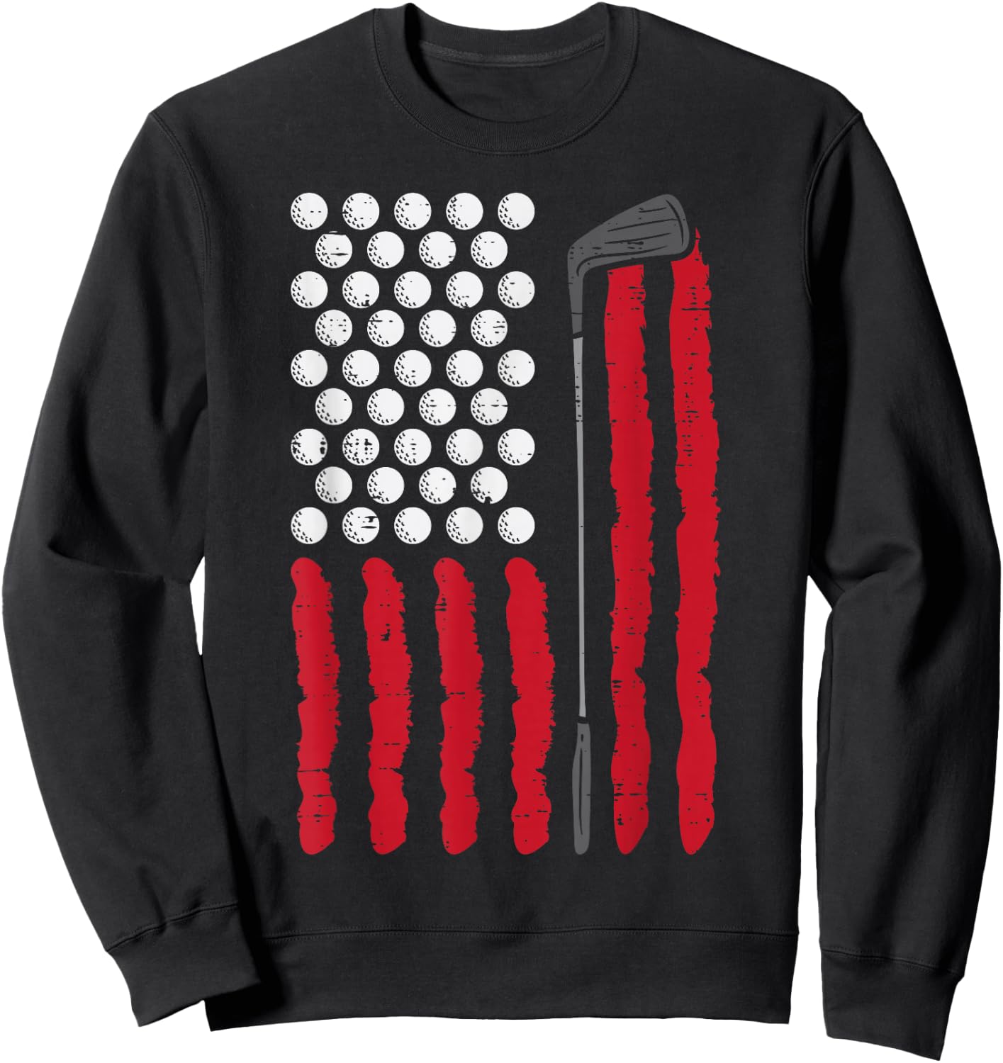 American Flag Golf Balls And Club Vintage Golfing Golfer Sweatshirt - Sweatshirt | Black