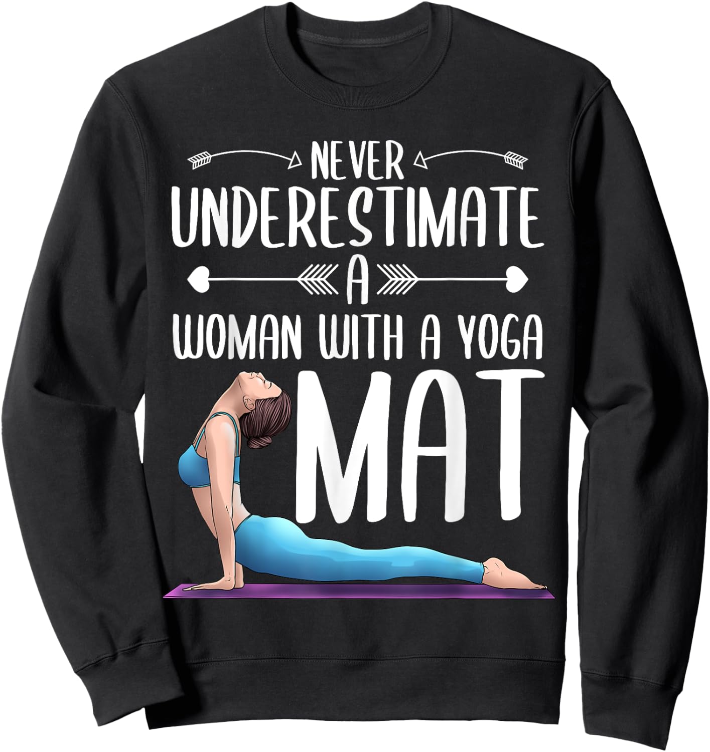 Funny Yoga Gift Women Exercise Mat Lover Fitness Girls Teens Sweatshirt - Sweatshirt | Black
