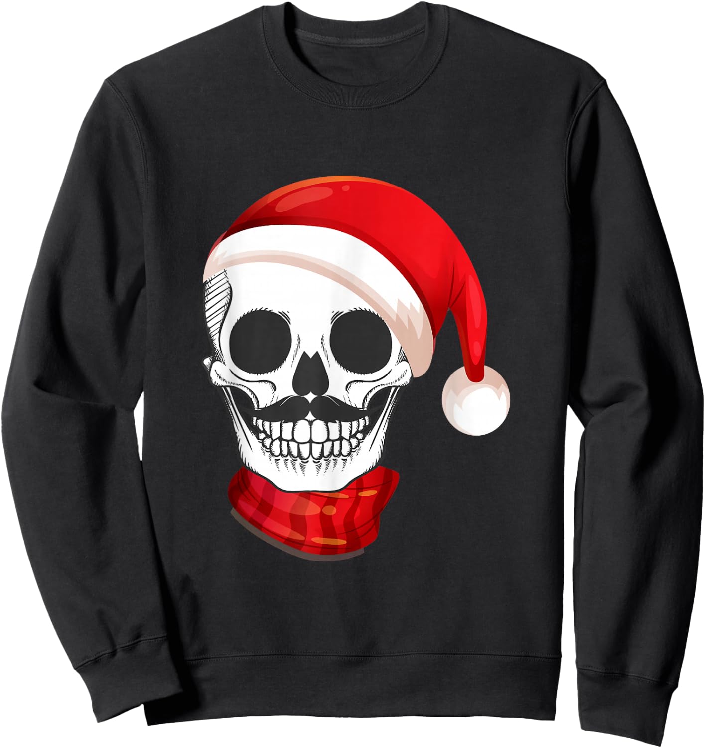 Santa Hat Funny Skull Calavera Navidad Christmas Season Sweatshirt - Sweatshirt | Black