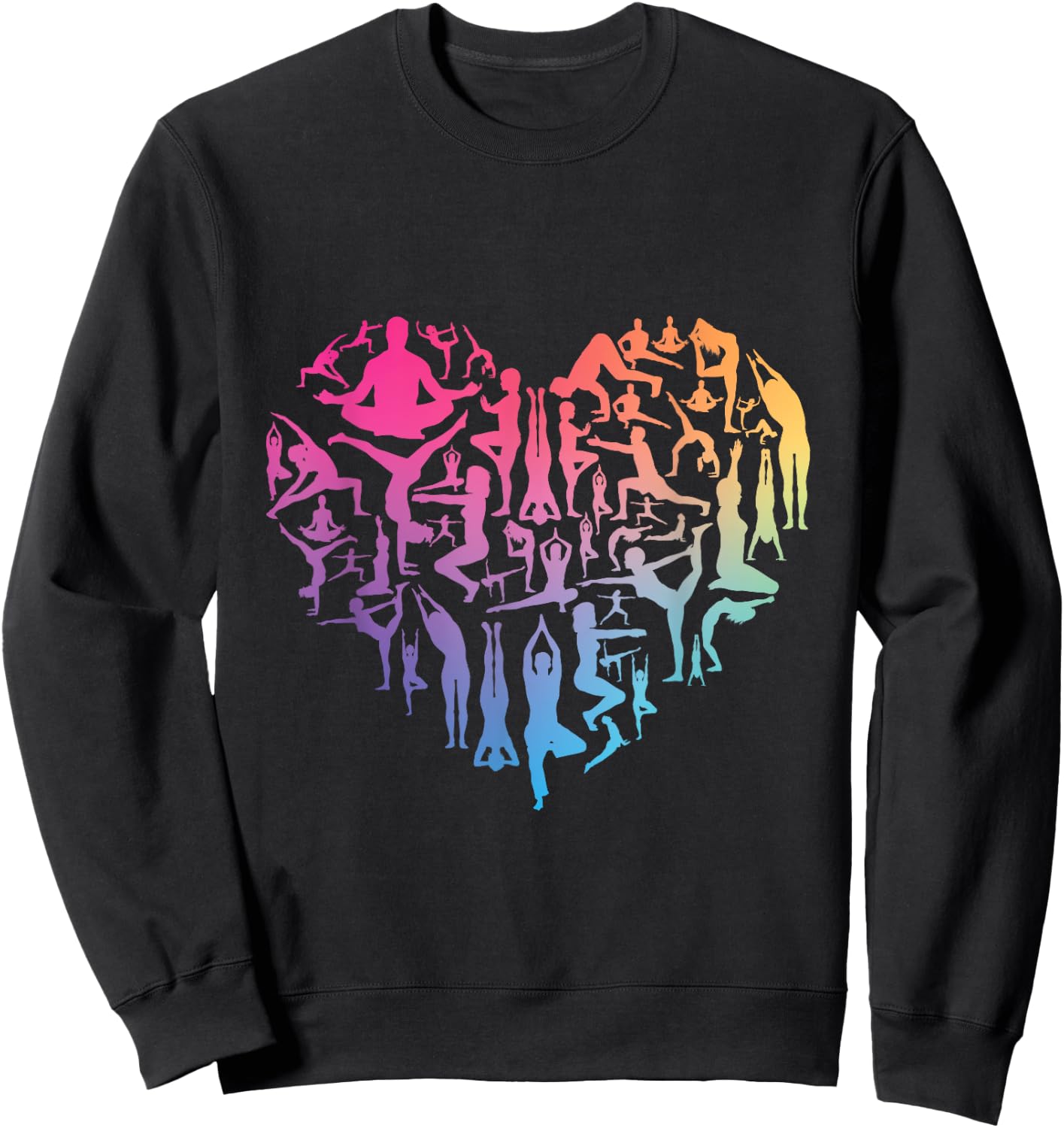 Love Yoga heart meditation pose men girl women Zen Spiritual Sweatshirt - Sweatshirt | Black